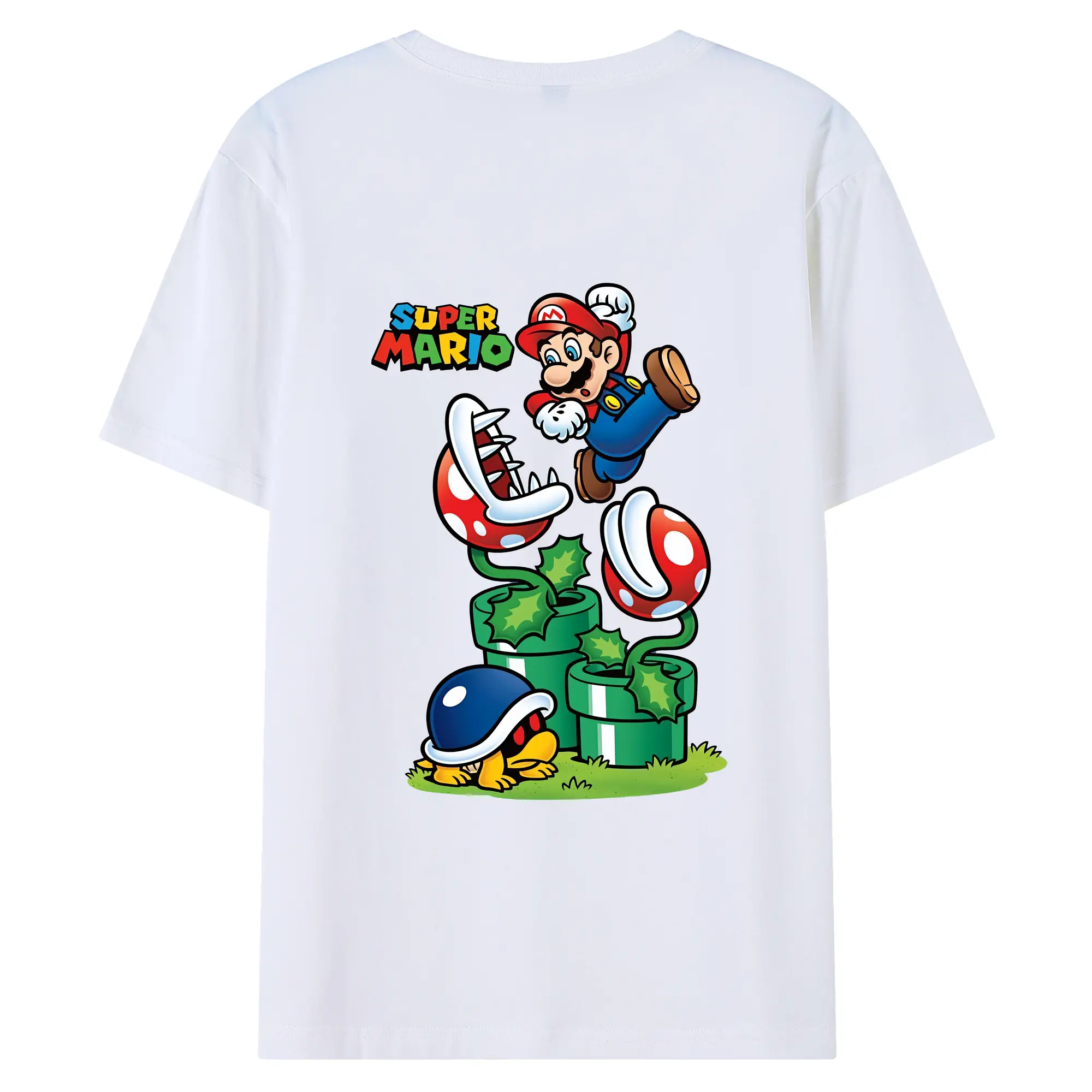 マリオ グッズ マリオ - 綿100％ 半袖Tシャツ ・ バックプリント ・ 快適 通気性 ・ 日常使い 散歩 スポーツ用