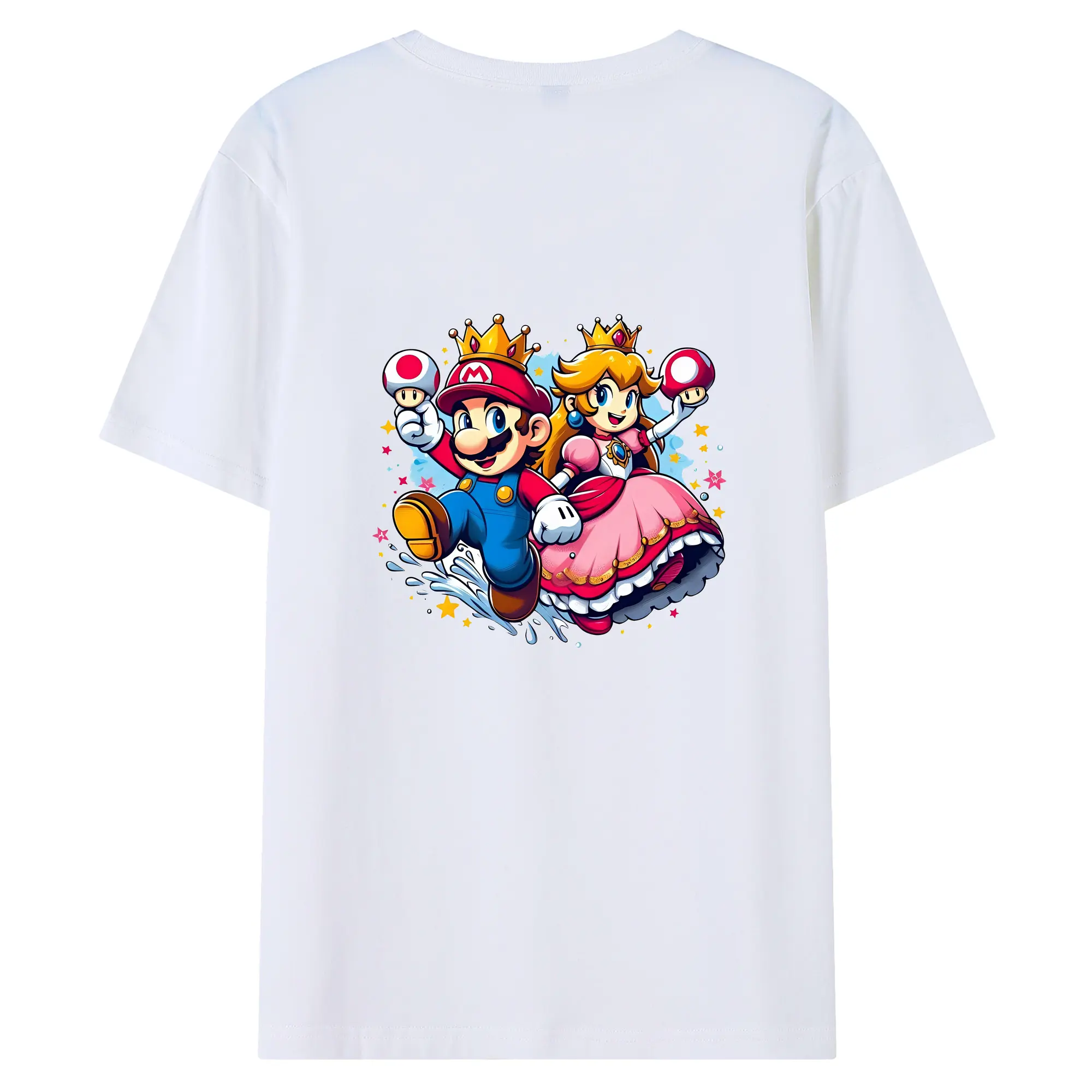 マリオ グッズ マリオ - 綿100％ 半袖Tシャツ ・ バックプリント ・ 快適 通気性 ・ 日常使い 散歩 スポーツ用