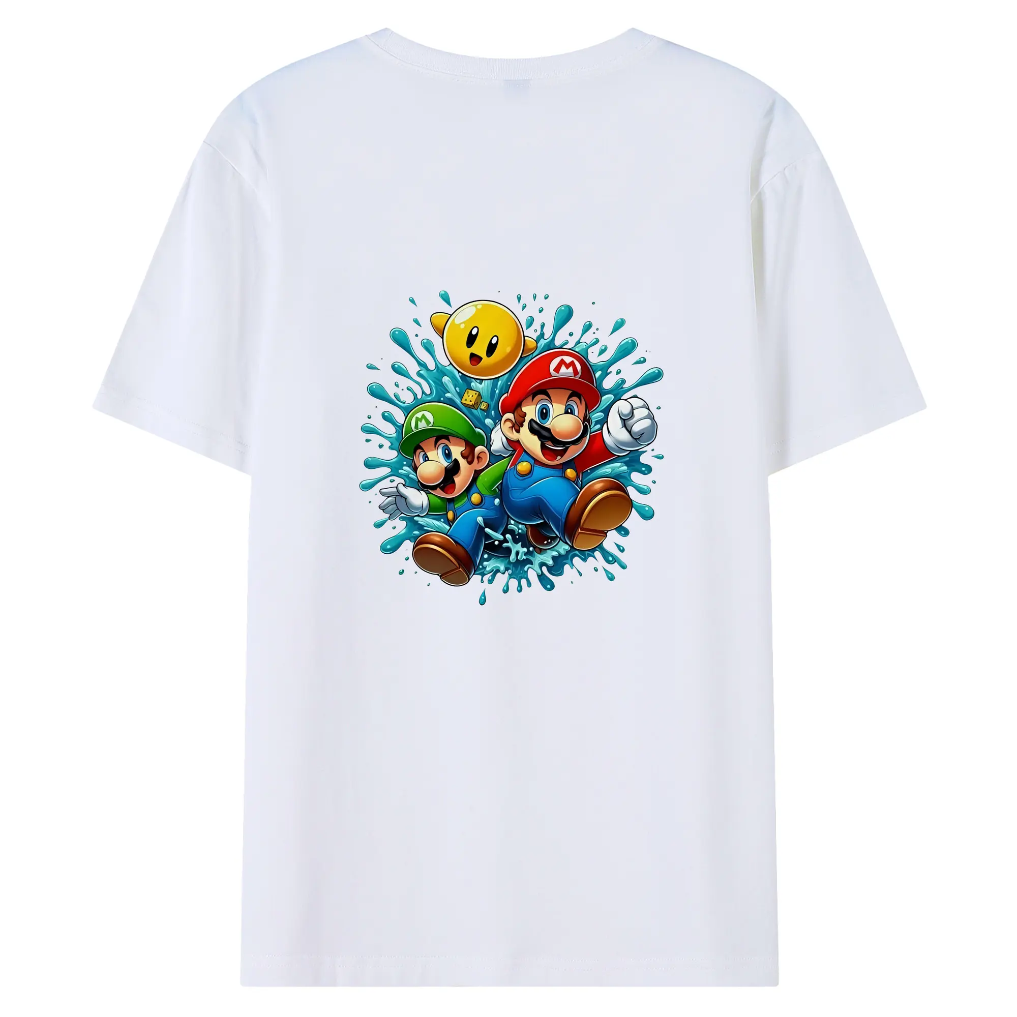 マリオ グッズ マリオ - 綿100％ 半袖Tシャツ ・ バックプリント ・ 快適 通気性 ・ 日常使い 散歩 スポーツ用