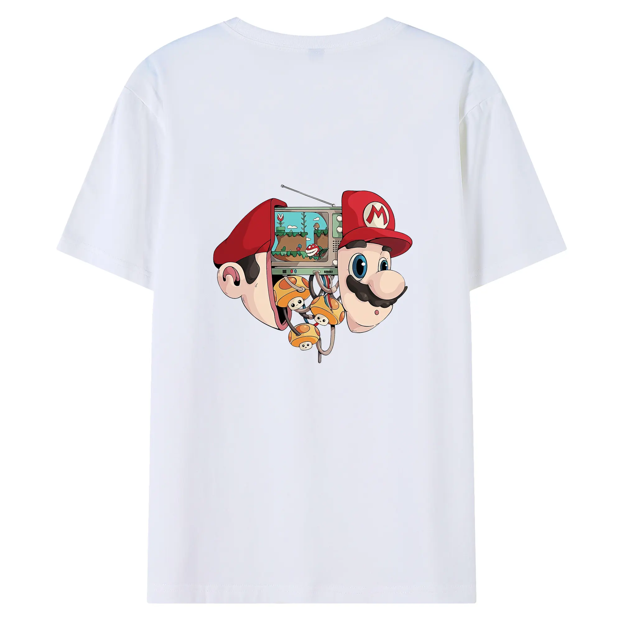 マリオ グッズ マリオ - 綿100％ 半袖Tシャツ ・ バックプリント ・ 快適 通気性 ・ 日常使い 散歩 スポーツ用