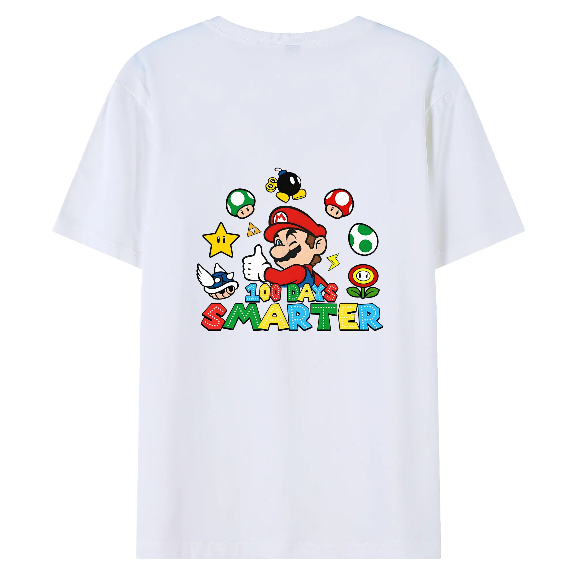 マリオ グッズ マリオ - 綿100％ 半袖Tシャツ ・ バックプリント ・ 快適 通気性 ・ 日常使い 散歩 スポーツ用
