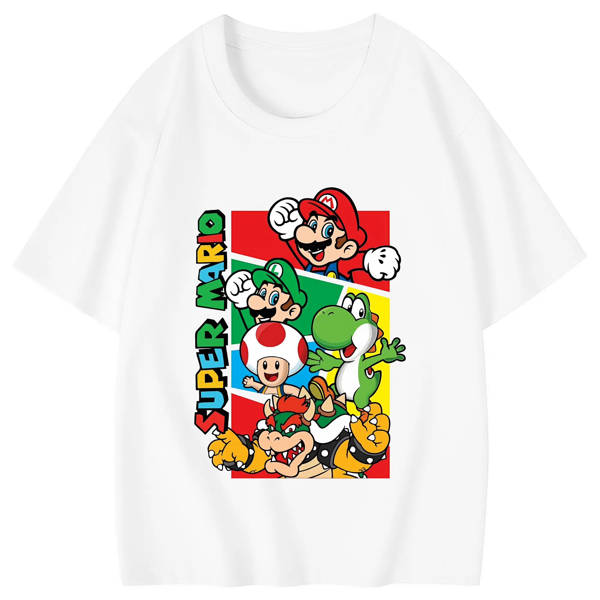 マリオ グッズ マリオ - 綿100％ キッズTシャツ ・ フロントプリント ・ 快適 通気性 ・ スポーツ カジュアル 散歩用
