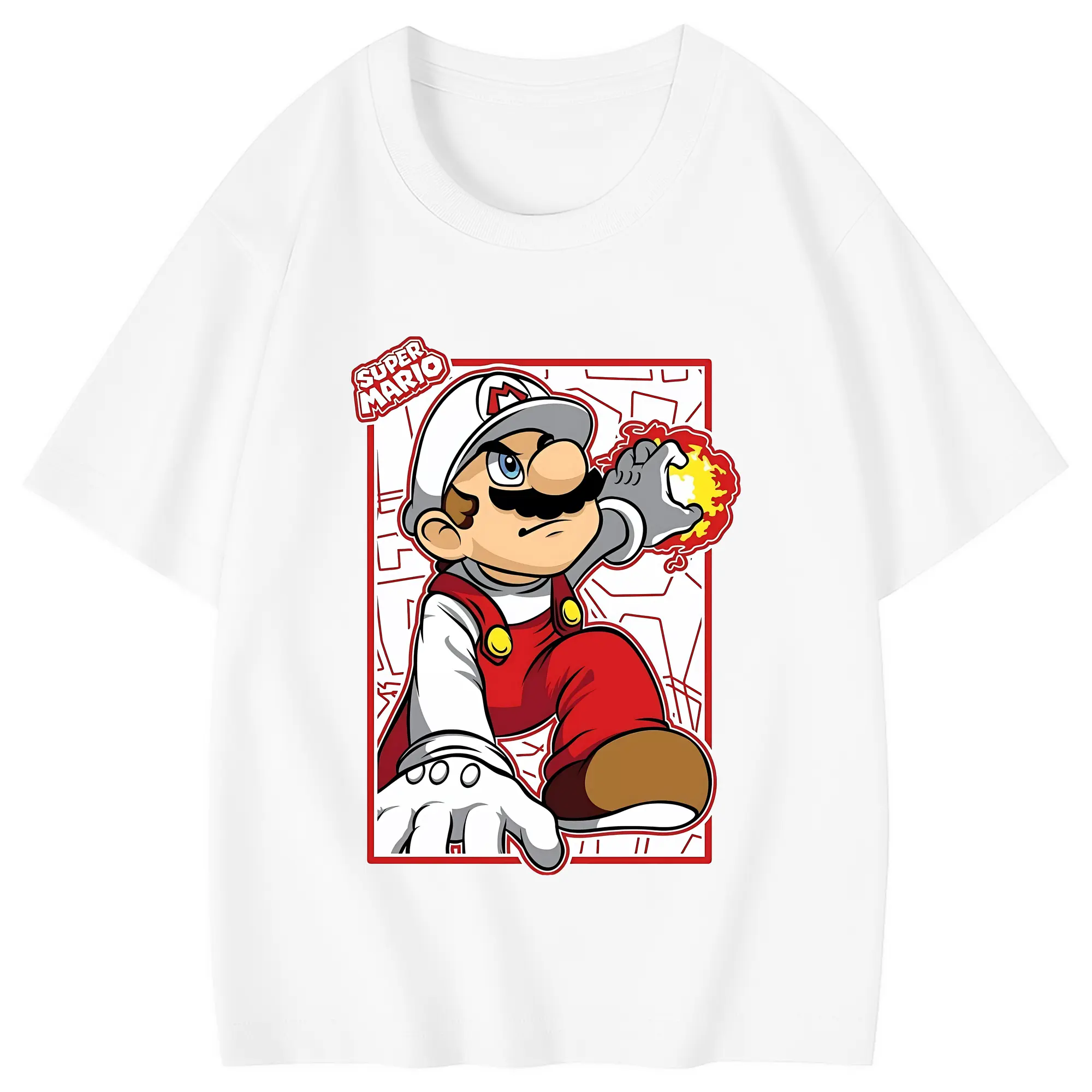 マリオ グッズ マリオ - 綿100％ キッズTシャツ ・ フロントプリント ・ 快適 通気性 ・ スポーツ カジュアル 散歩用
