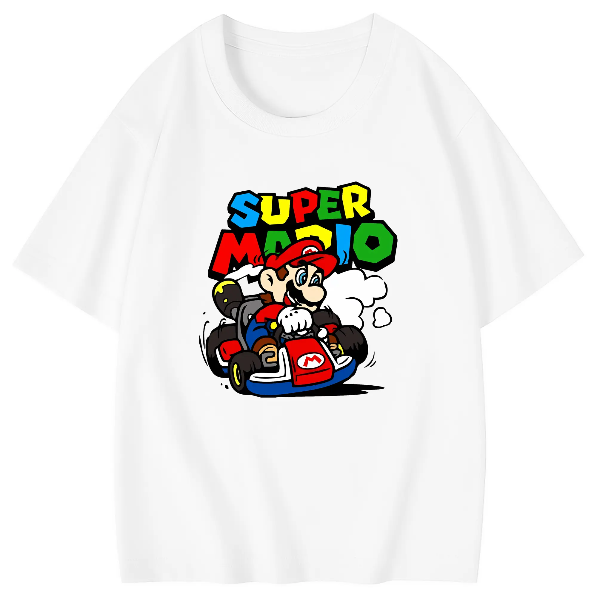 マリオ グッズ マリオ - 綿100％ キッズTシャツ ・ フロントプリント ・ 快適 通気性 ・ スポーツ カジュアル 散歩用