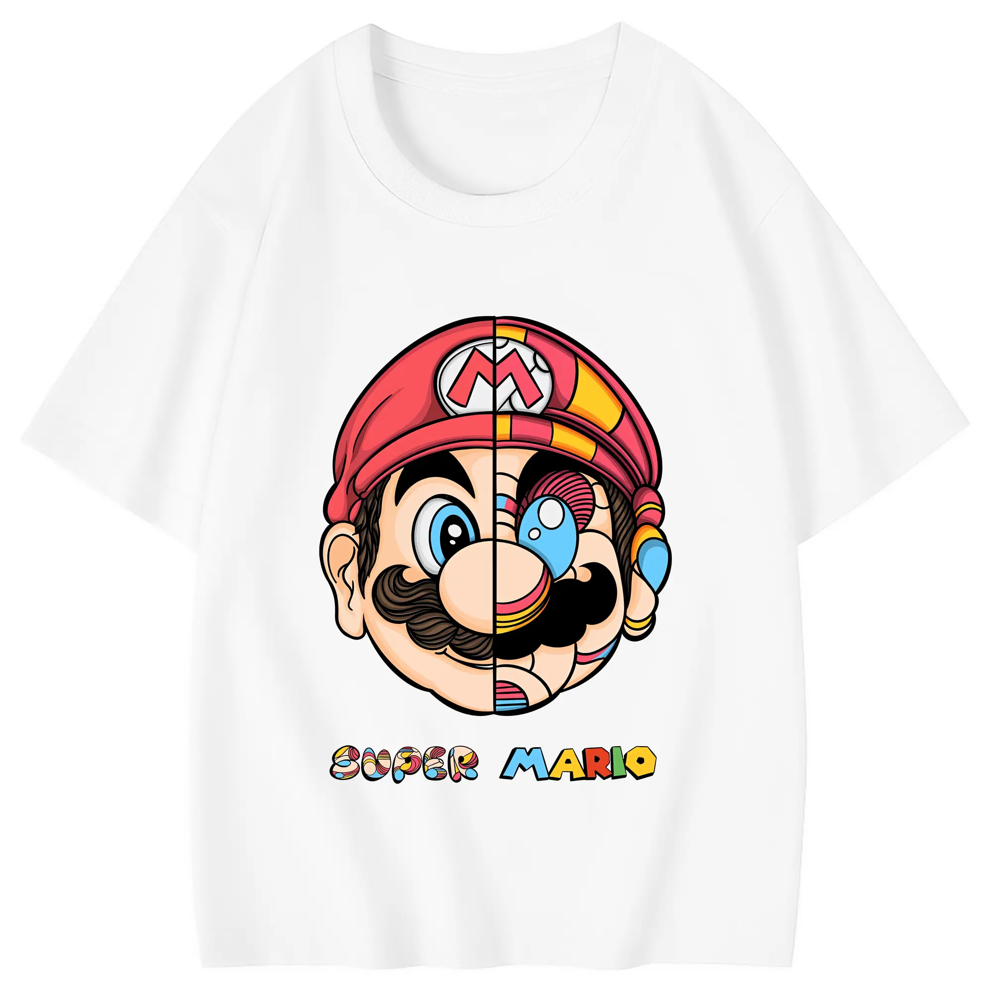 マリオ グッズ マリオ - 綿100％ キッズTシャツ ・ フロントプリント ・ 快適 通気性 ・ スポーツ カジュアル 散歩用