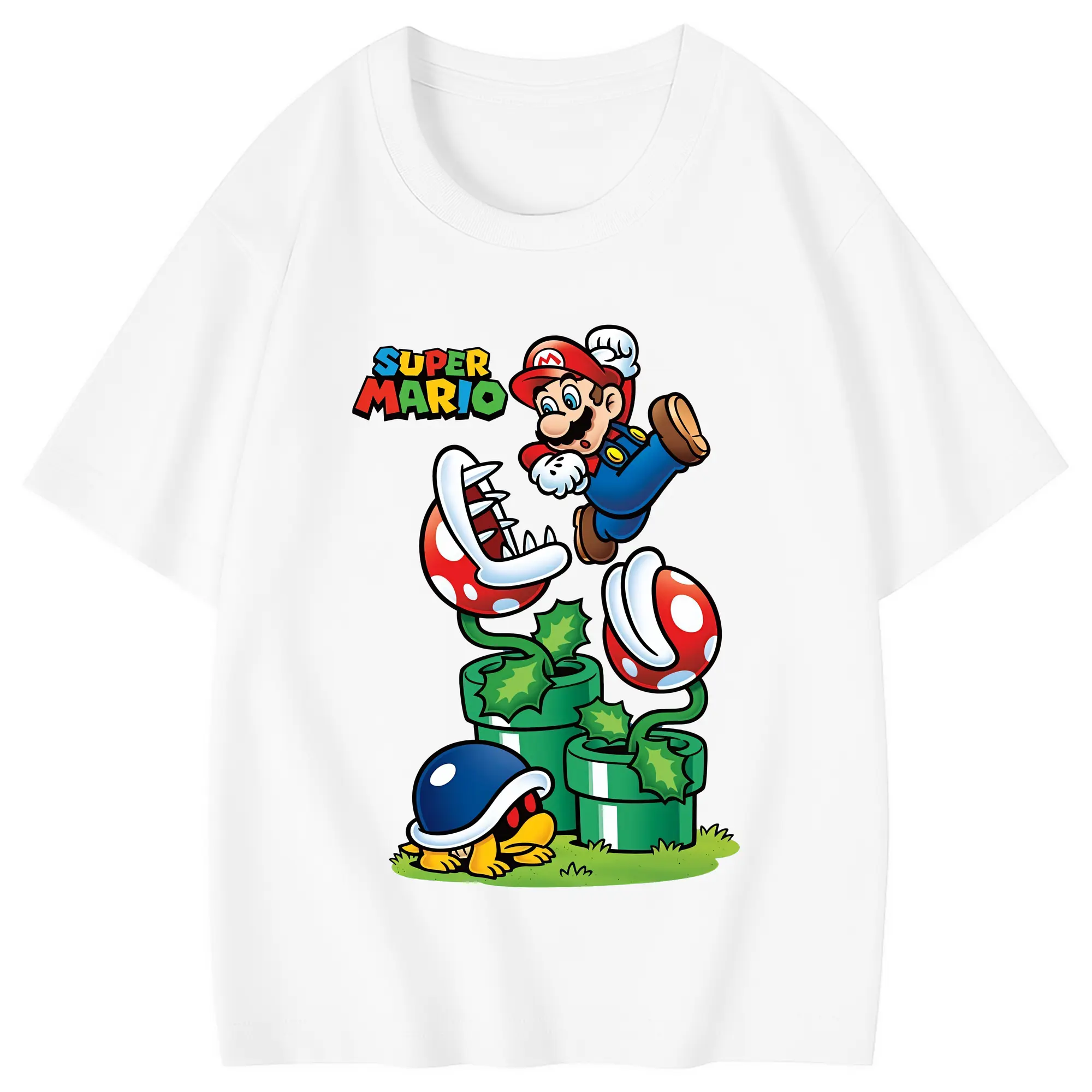 マリオ グッズ マリオ - 綿100％ キッズTシャツ ・ フロントプリント ・ 快適 通気性 ・ スポーツ カジュアル 散歩用