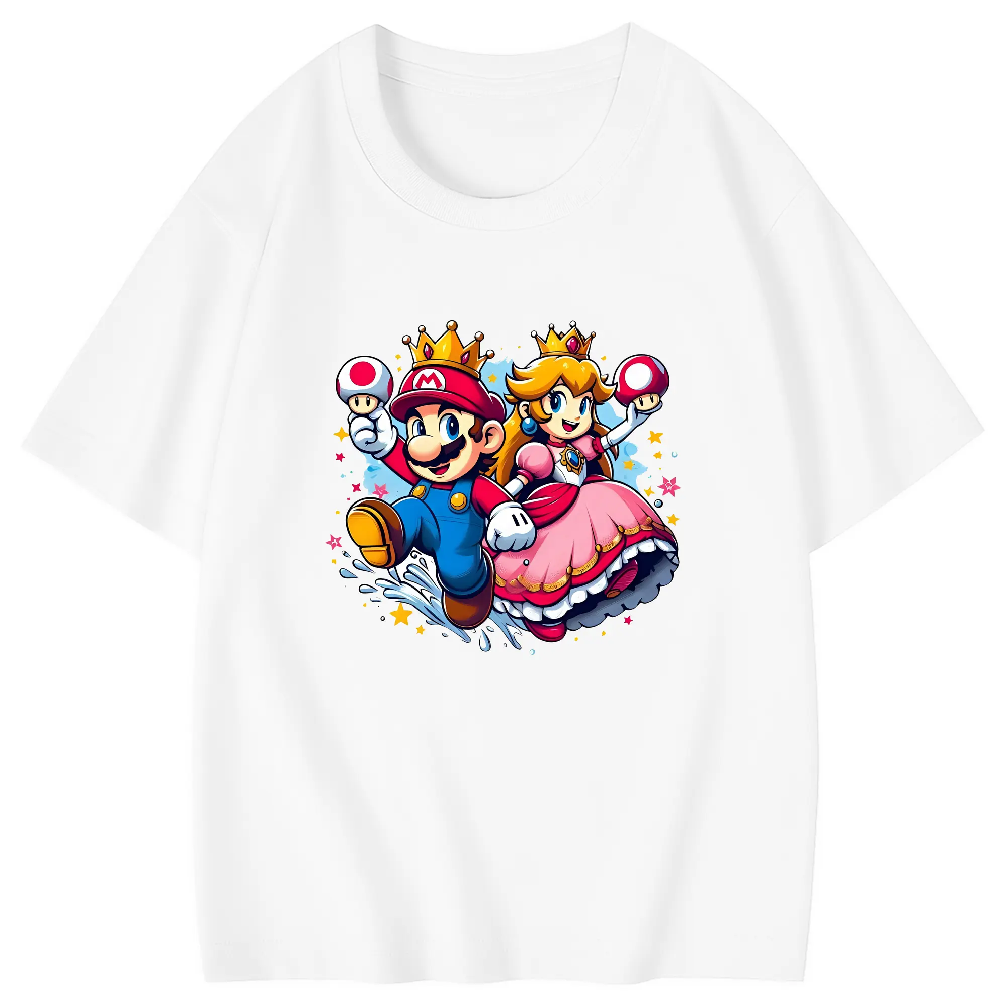 マリオ グッズ マリオ - 綿100％ キッズTシャツ ・ フロントプリント ・ 快適 通気性 ・ スポーツ カジュアル 散歩用
