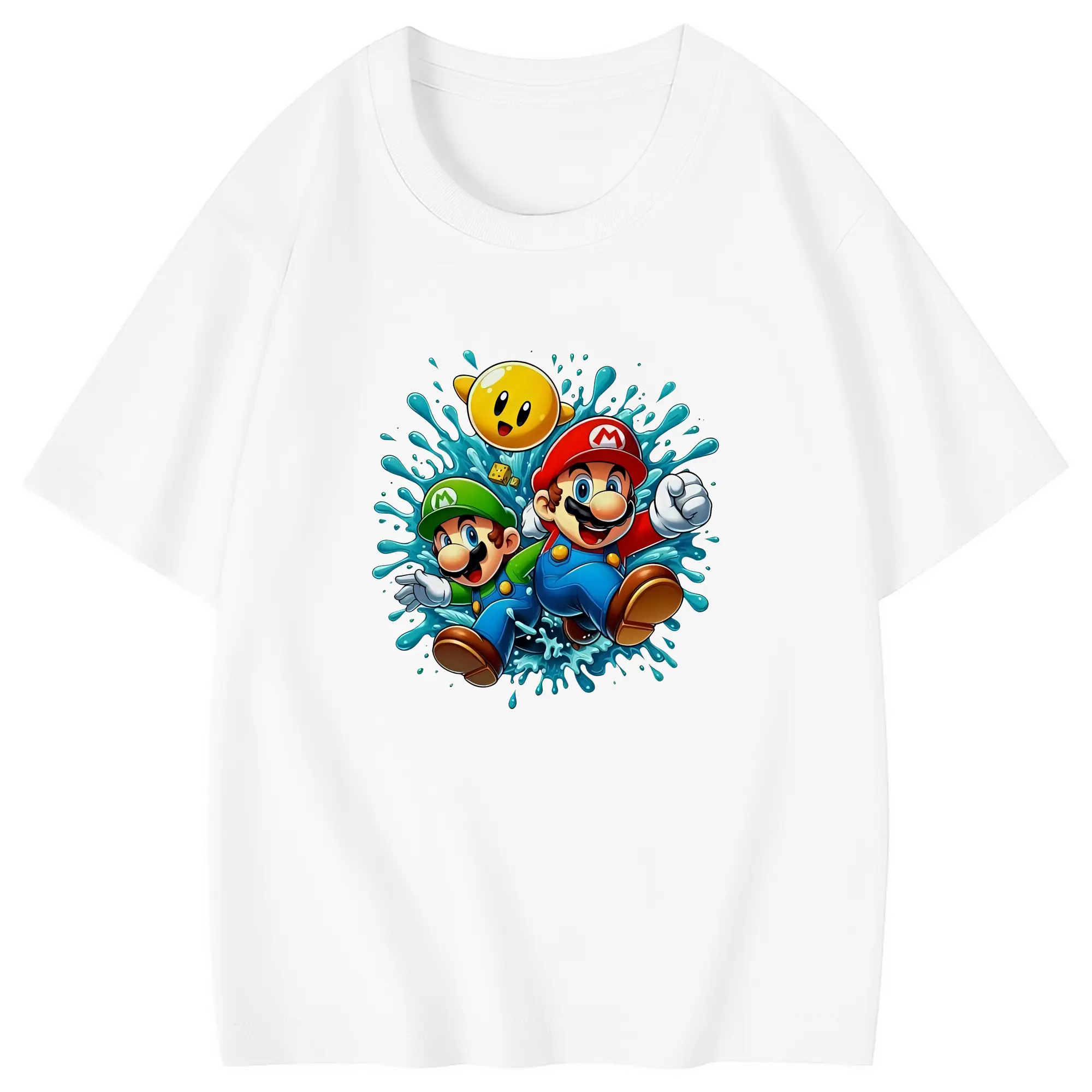 マリオ グッズ マリオ - 綿100％ キッズTシャツ ・ フロントプリント ・ 快適 通気性 ・ スポーツ カジュアル 散歩用