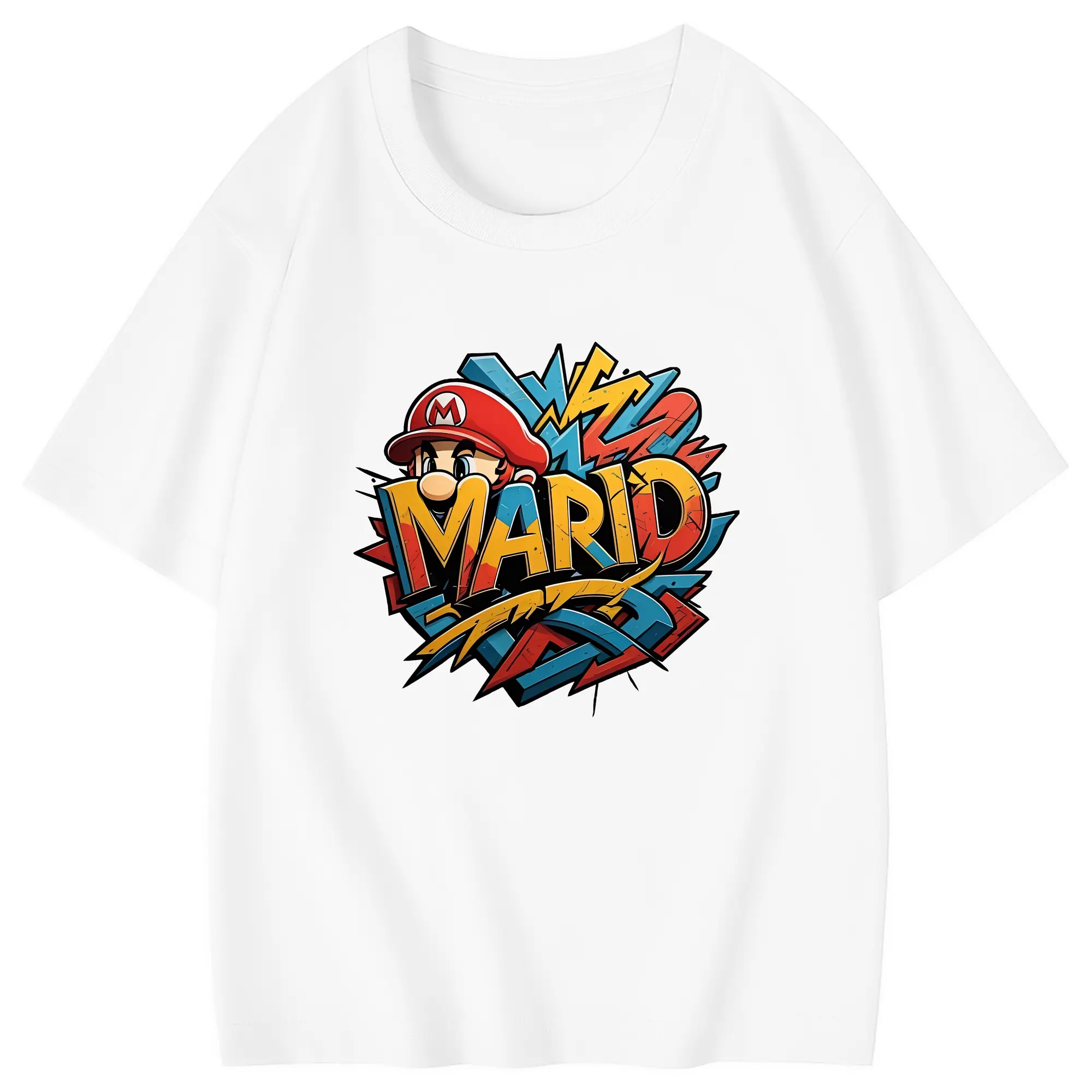 マリオ グッズ マリオ - 綿100％ キッズTシャツ ・ フロントプリント ・ 快適 通気性 ・ スポーツ カジュアル 散歩用