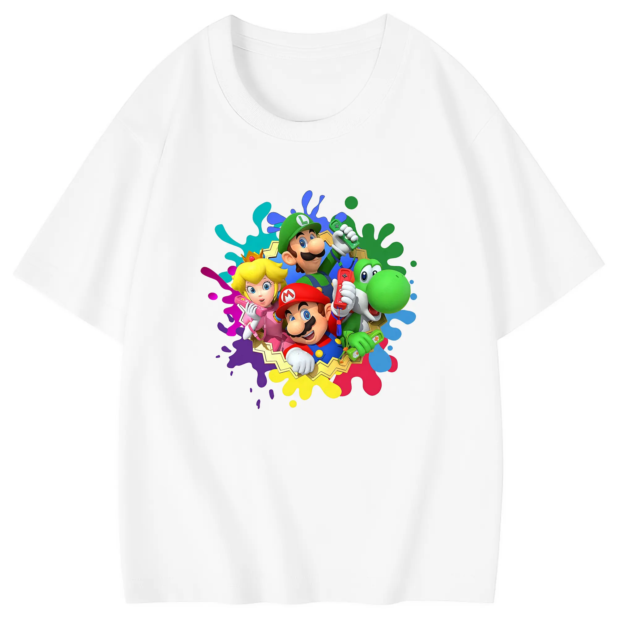 マリオ グッズ マリオ - 綿100％ キッズTシャツ ・ フロントプリント ・ 快適 通気性 ・ スポーツ カジュアル 散歩用