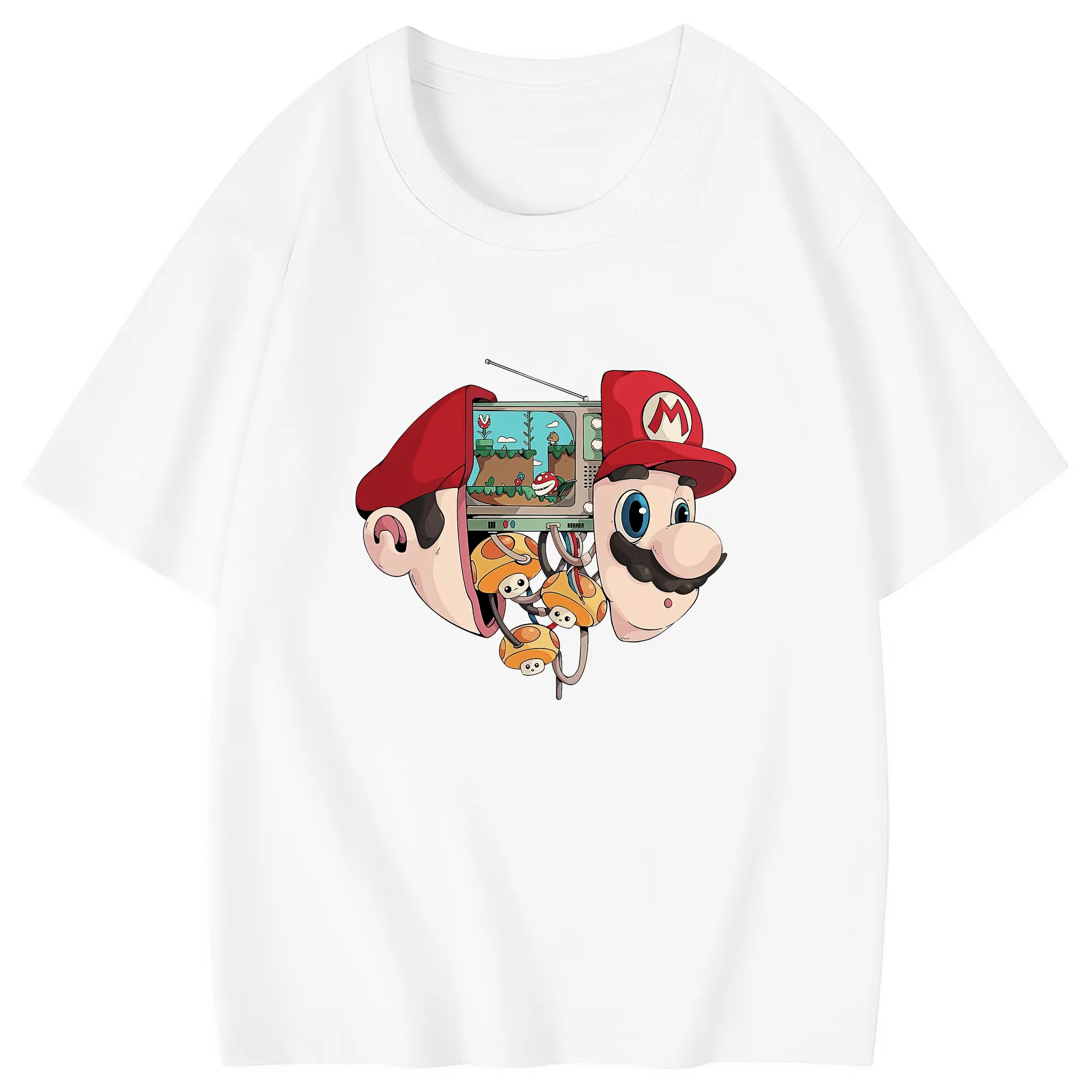 マリオ グッズ マリオ - 綿100％ キッズTシャツ ・ フロントプリント ・ 快適 通気性 ・ スポーツ カジュアル 散歩用