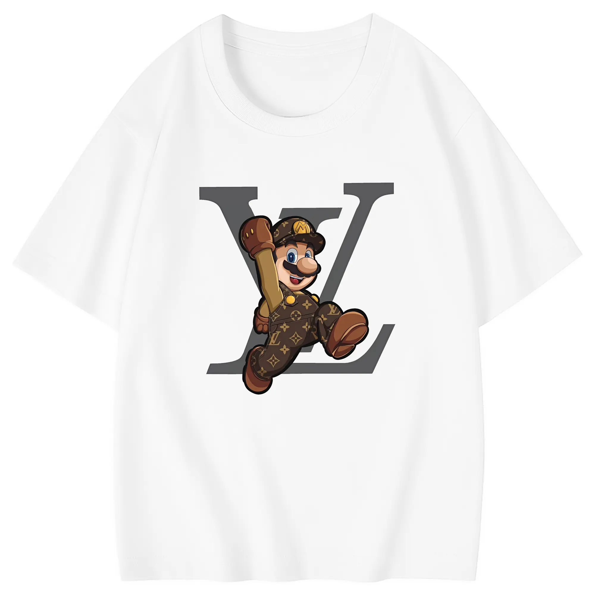 マリオ グッズ マリオ - 綿100％ キッズTシャツ ・ フロントプリント ・ 快適 通気性 ・ スポーツ カジュアル 散歩用