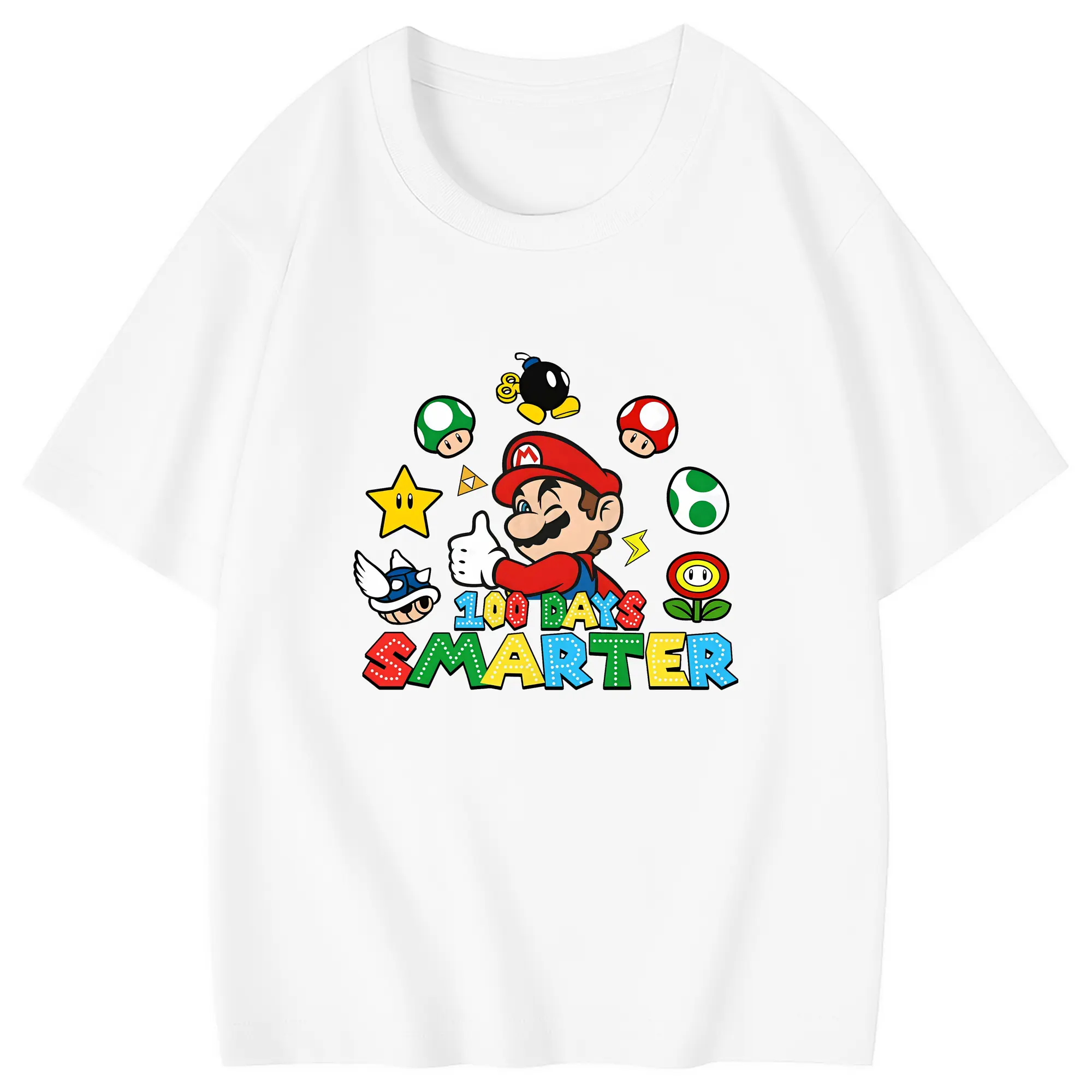 マリオ グッズ マリオ - 綿100％ キッズTシャツ ・ フロントプリント ・ 快適 通気性 ・ スポーツ カジュアル 散歩用