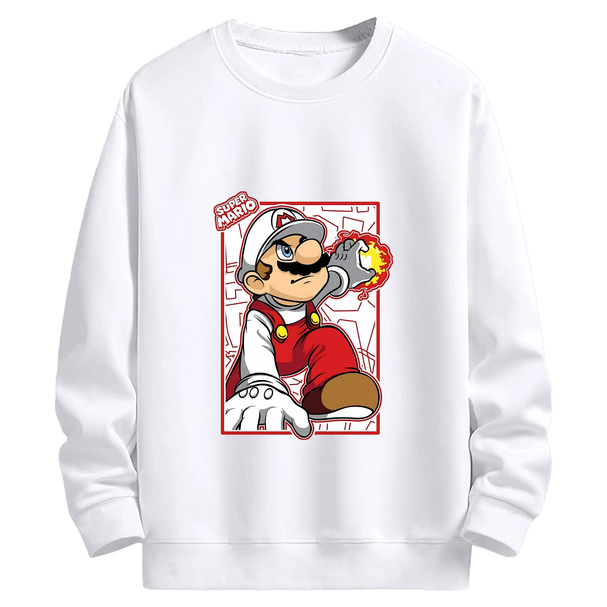 マリオ グッズ マリオ - 高品質 クルーネック スウェット ・ コットン59％ ポリエステル41％ ・ ユニセックス 長袖 トレーナー ・ カジュアル デイリー スポーツ 散歩用
