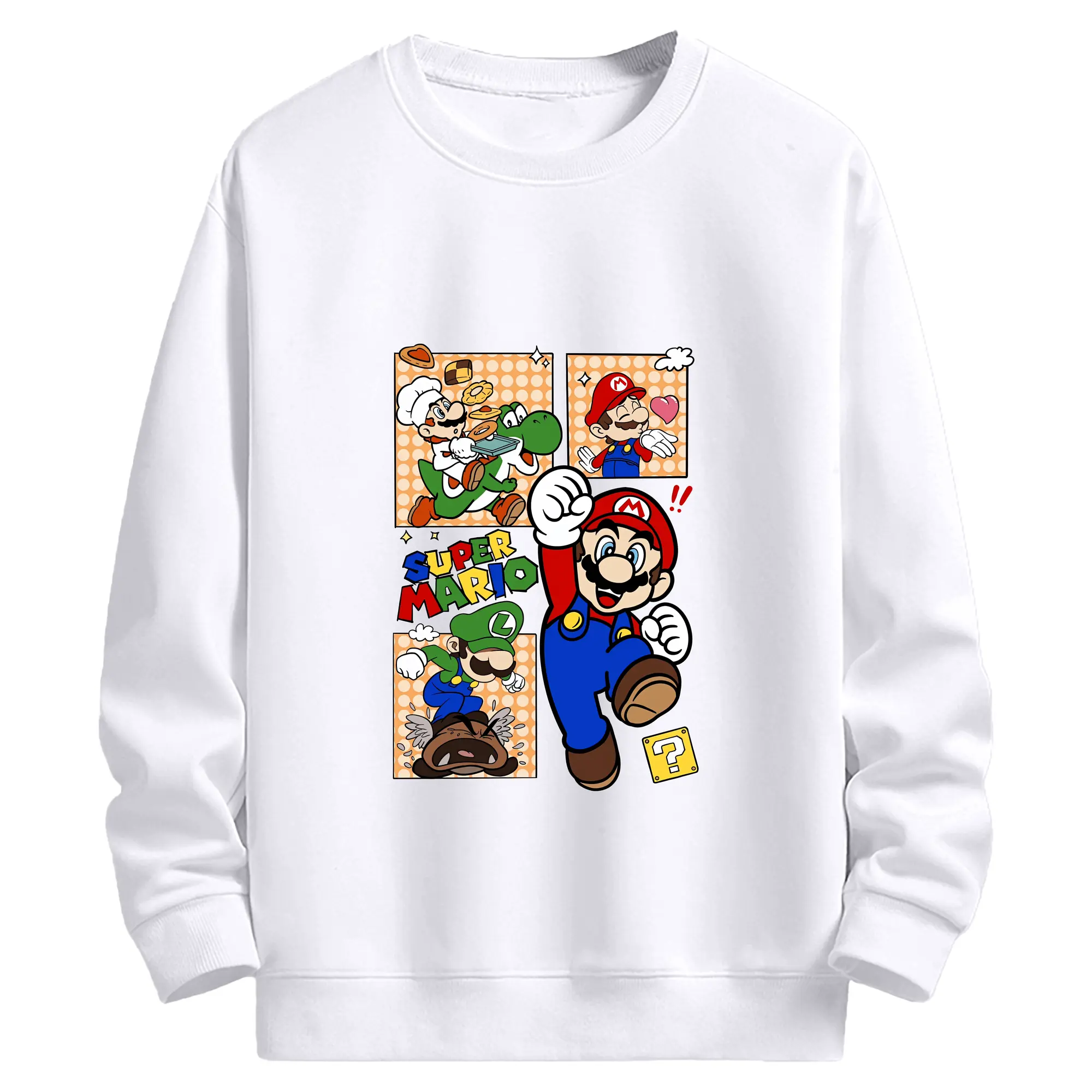 マリオ グッズ マリオ - 高品質 クルーネック スウェット ・ コットン59％ ポリエステル41％ ・ ユニセックス 長袖 トレーナー ・ カジュアル デイリー スポーツ 散歩用