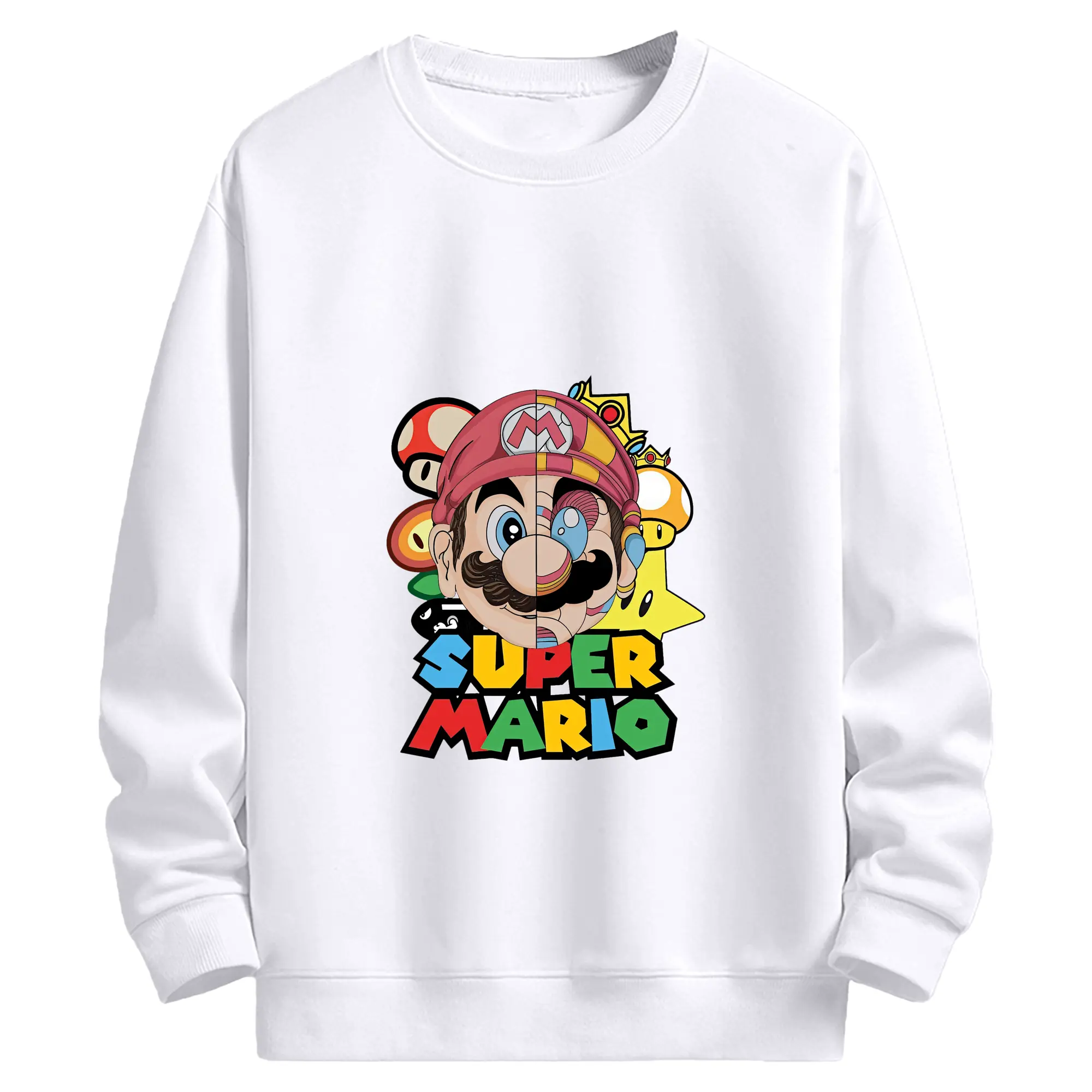 マリオ グッズ マリオ - 高品質 クルーネック スウェット ・ コットン59％ ポリエステル41％ ・ ユニセックス 長袖 トレーナー ・ カジュアル デイリー スポーツ 散歩用