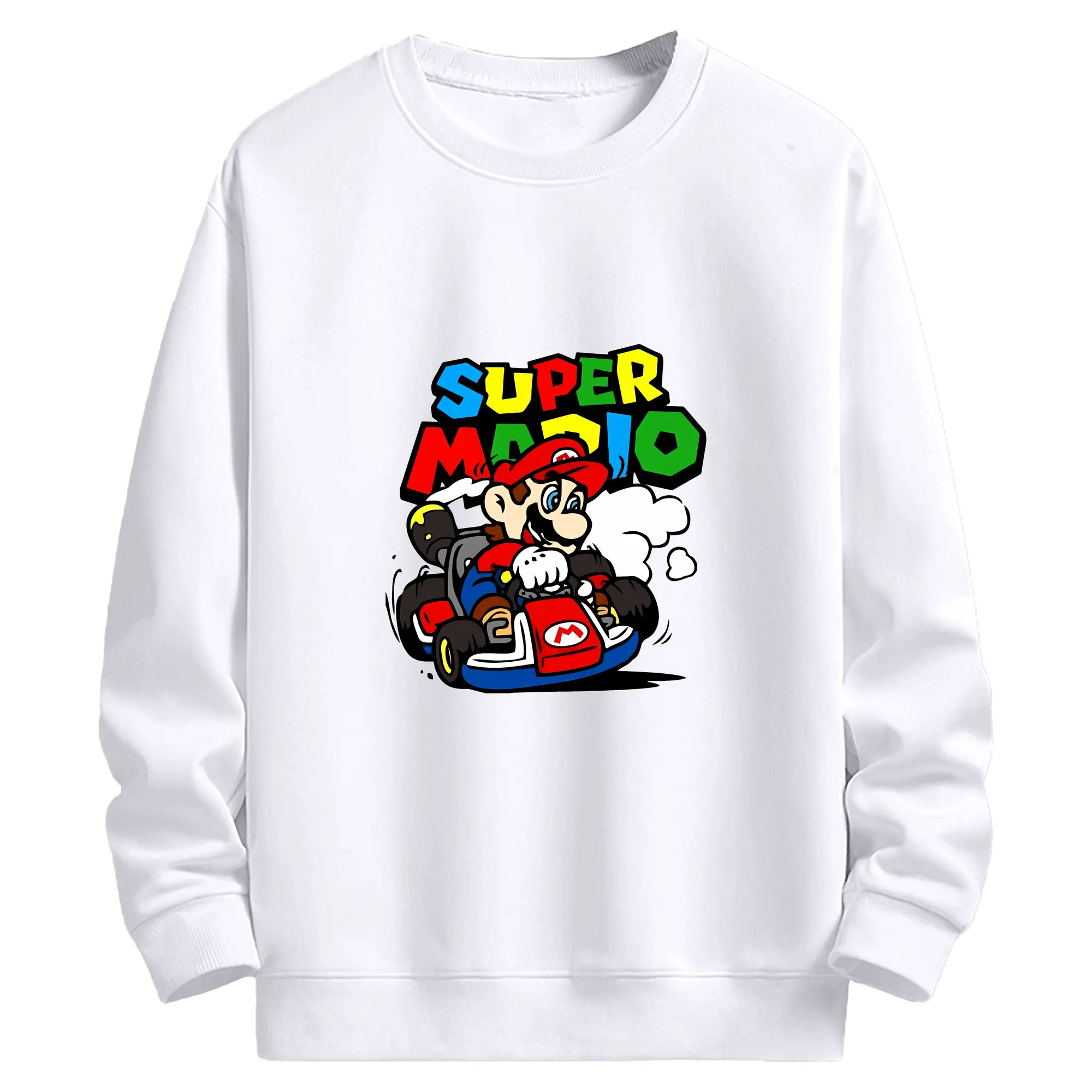 マリオ グッズ マリオ - 高品質 クルーネック スウェット ・ コットン59％ ポリエステル41％ ・ ユニセックス 長袖 トレーナー ・ カジュアル デイリー スポーツ 散歩用