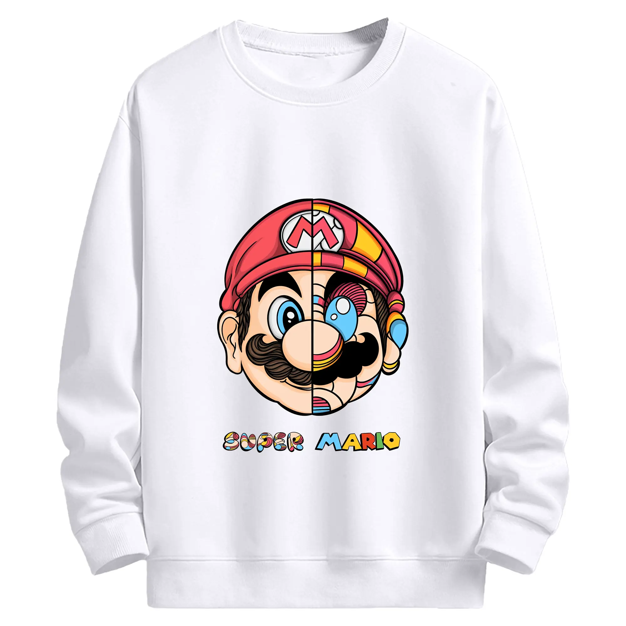 マリオ グッズ マリオ - 高品質 クルーネック スウェット ・ コットン59％ ポリエステル41％ ・ ユニセックス 長袖 トレーナー ・ カジュアル デイリー スポーツ 散歩用