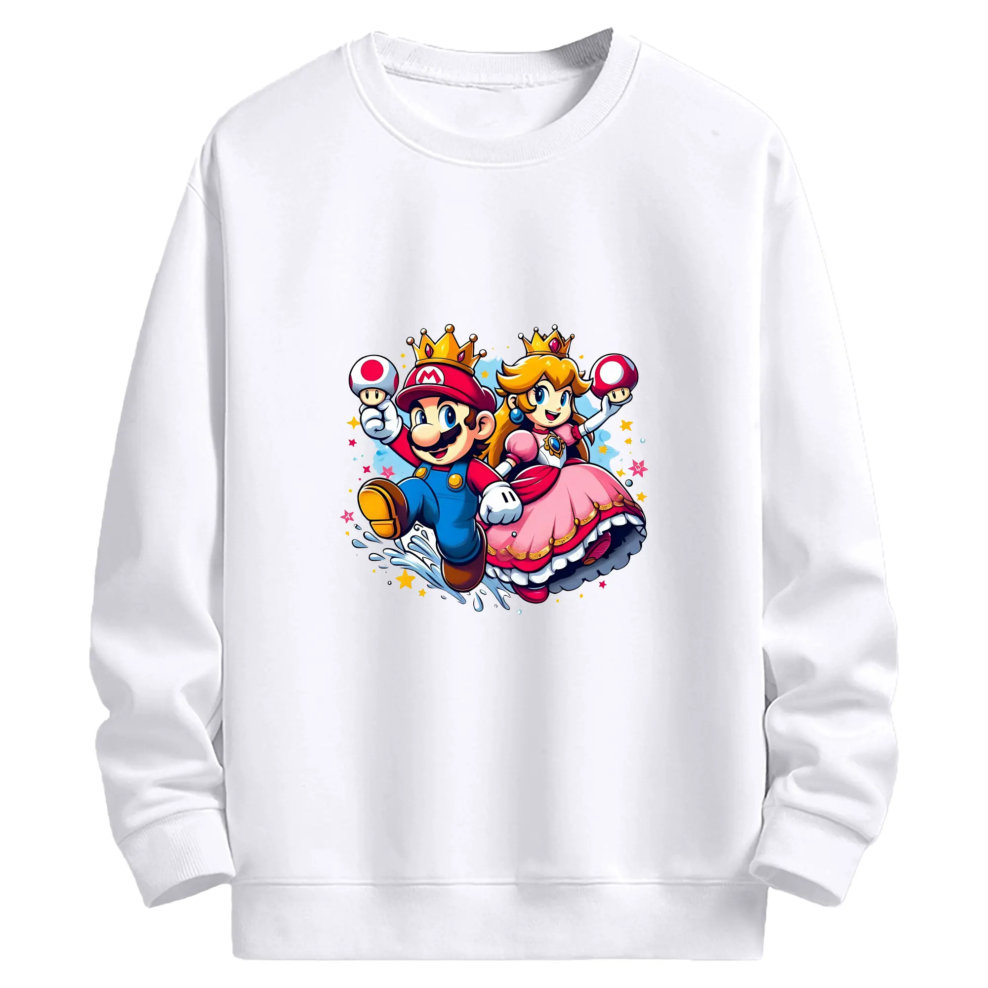 マリオ グッズ マリオ - 高品質 クルーネック スウェット ・ コットン59％ ポリエステル41％ ・ ユニセックス 長袖 トレーナー ・ カジュアル デイリー スポーツ 散歩用