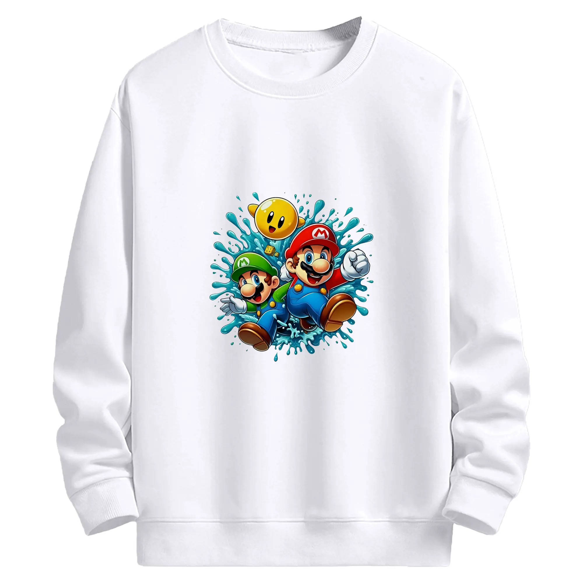 マリオ グッズ マリオ - 高品質 クルーネック スウェット ・ コットン59％ ポリエステル41％ ・ ユニセックス 長袖 トレーナー ・ カジュアル デイリー スポーツ 散歩用