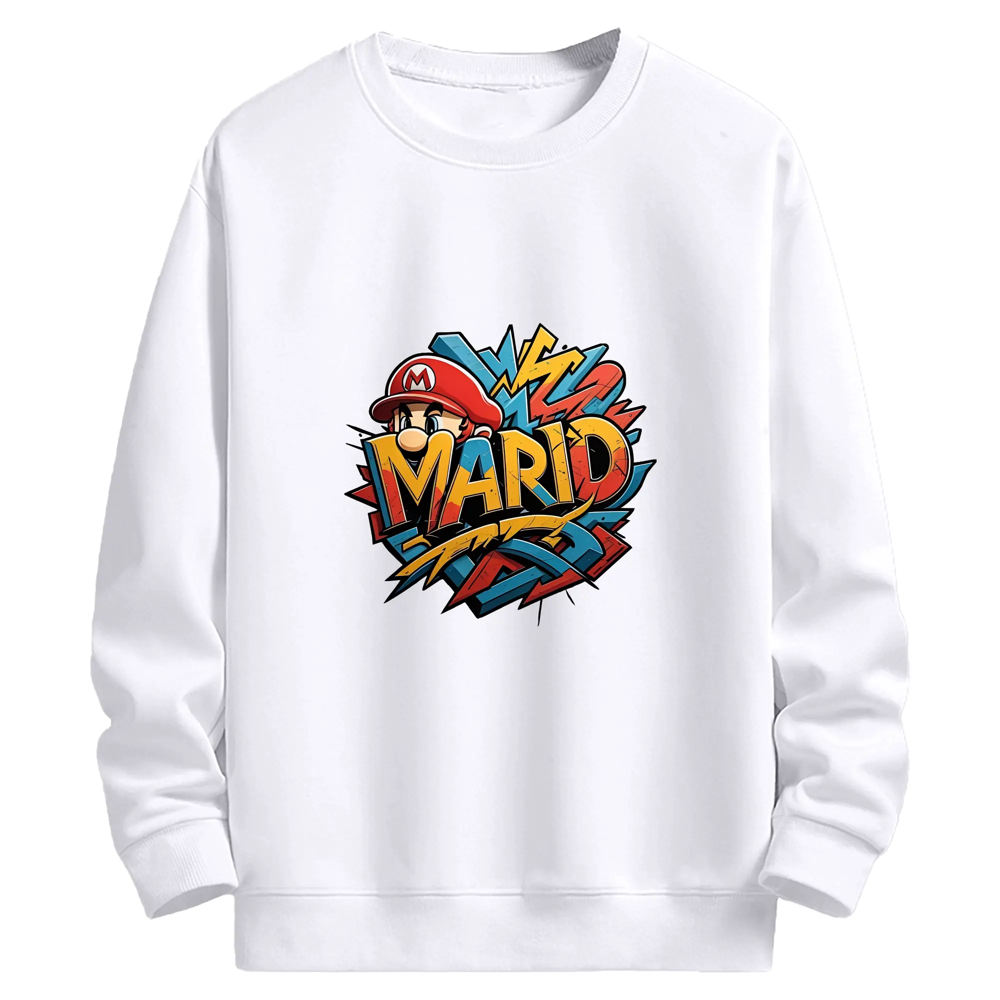 マリオ グッズ マリオ - 高品質 クルーネック スウェット ・ コットン59％ ポリエステル41％ ・ ユニセックス 長袖 トレーナー ・ カジュアル デイリー スポーツ 散歩用