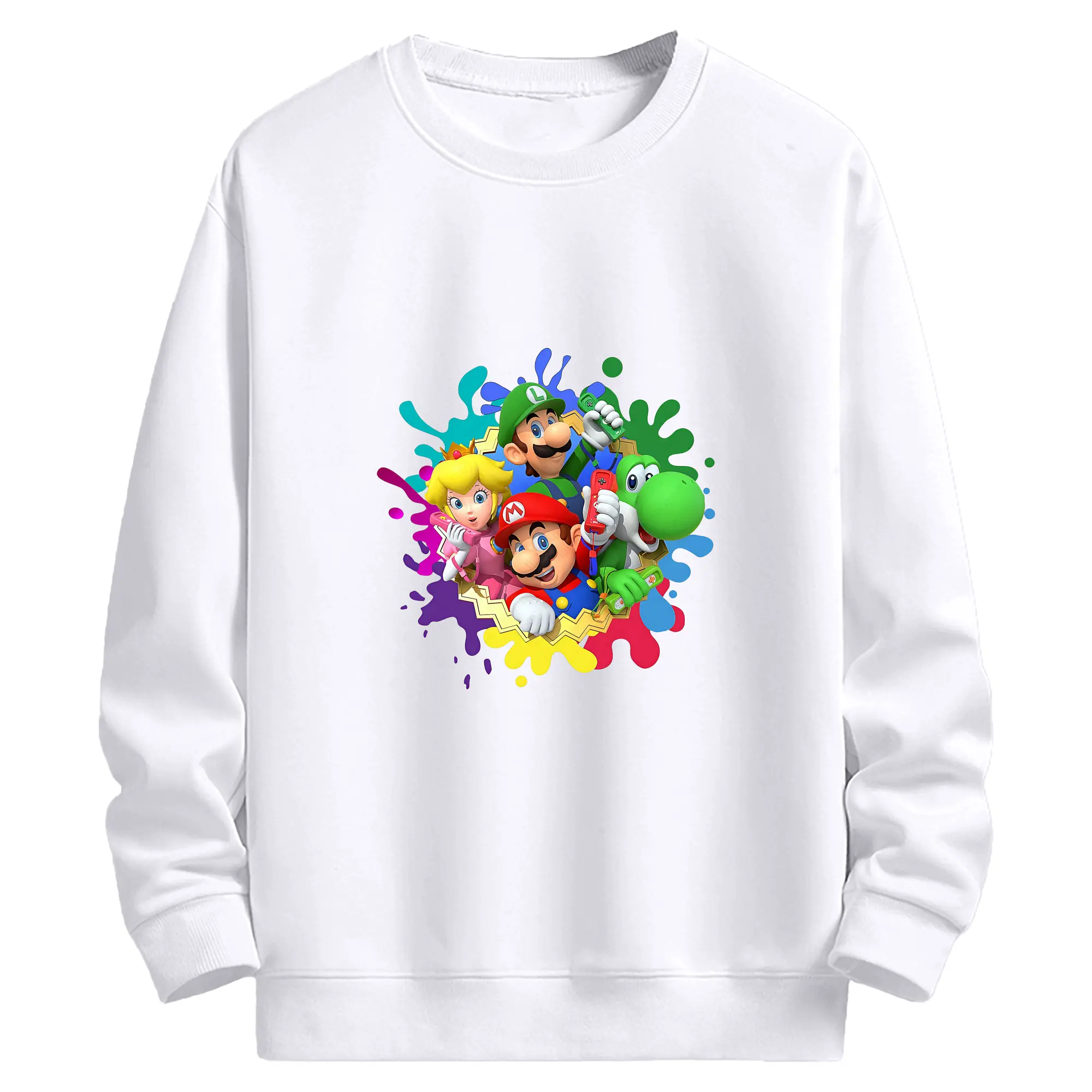 マリオ グッズ マリオ - 高品質 クルーネック スウェット ・ コットン59％ ポリエステル41％ ・ ユニセックス 長袖 トレーナー ・ カジュアル デイリー スポーツ 散歩用