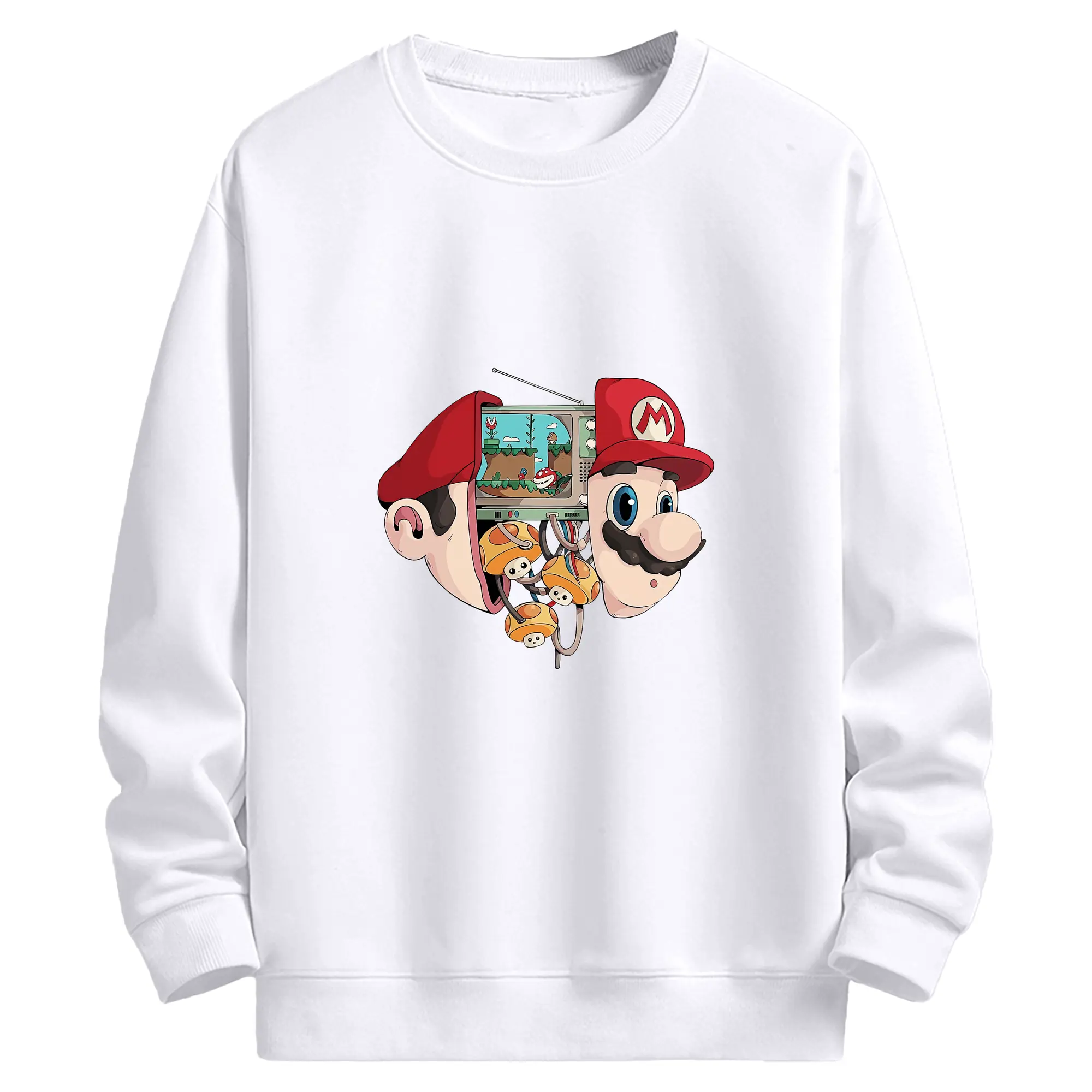 マリオ グッズ マリオ - 高品質 クルーネック スウェット ・ コットン59％ ポリエステル41％ ・ ユニセックス 長袖 トレーナー ・ カジュアル デイリー スポーツ 散歩用