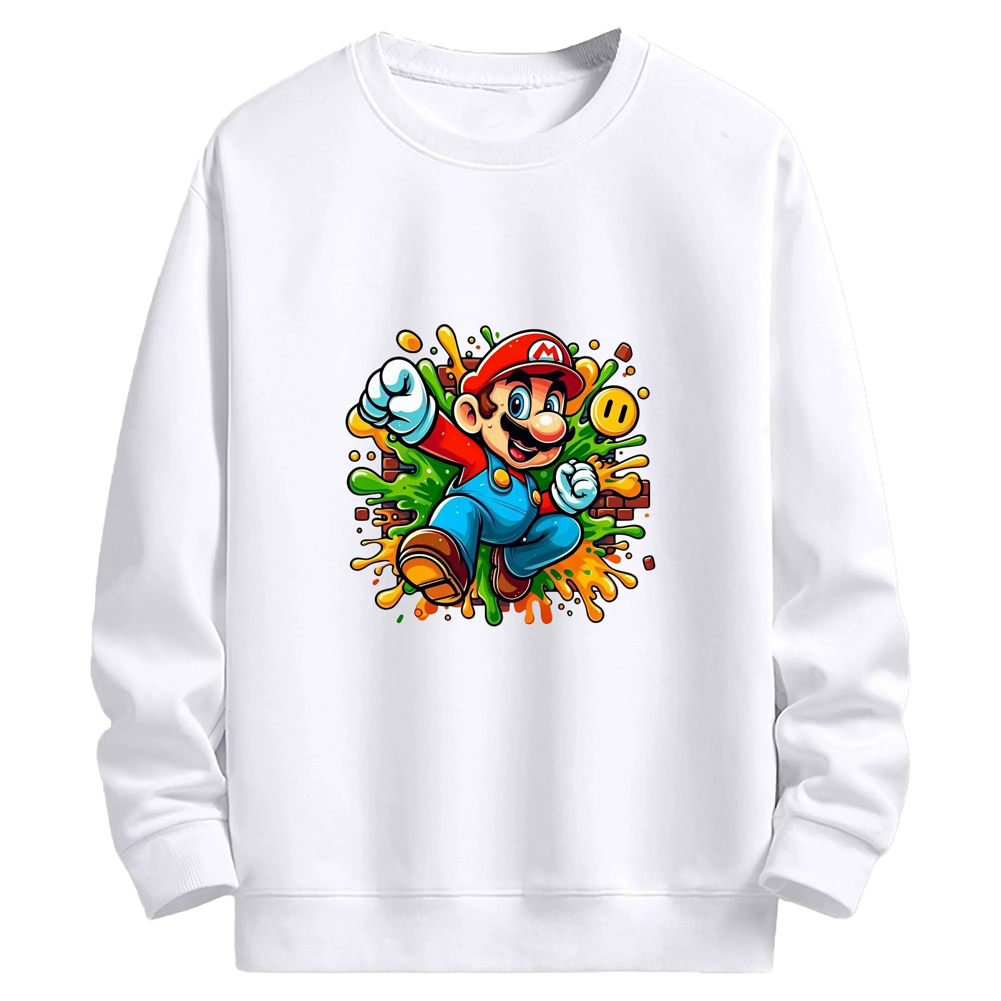 マリオ グッズ マリオ - 高品質 クルーネック スウェット ・ コットン59％ ポリエステル41％ ・ ユニセックス 長袖 トレーナー ・ カジュアル デイリー スポーツ 散歩用