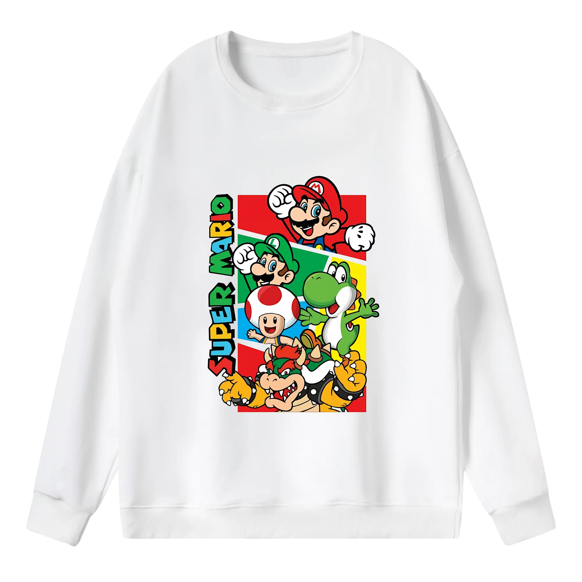 マリオ グッズ マリオ - 薄手 クルーネック スウェット 裏毛260g · ポリエステル 春秋向け カジュアル 男女兼用 · トレーナー デイリー スポーツ 散歩に最適