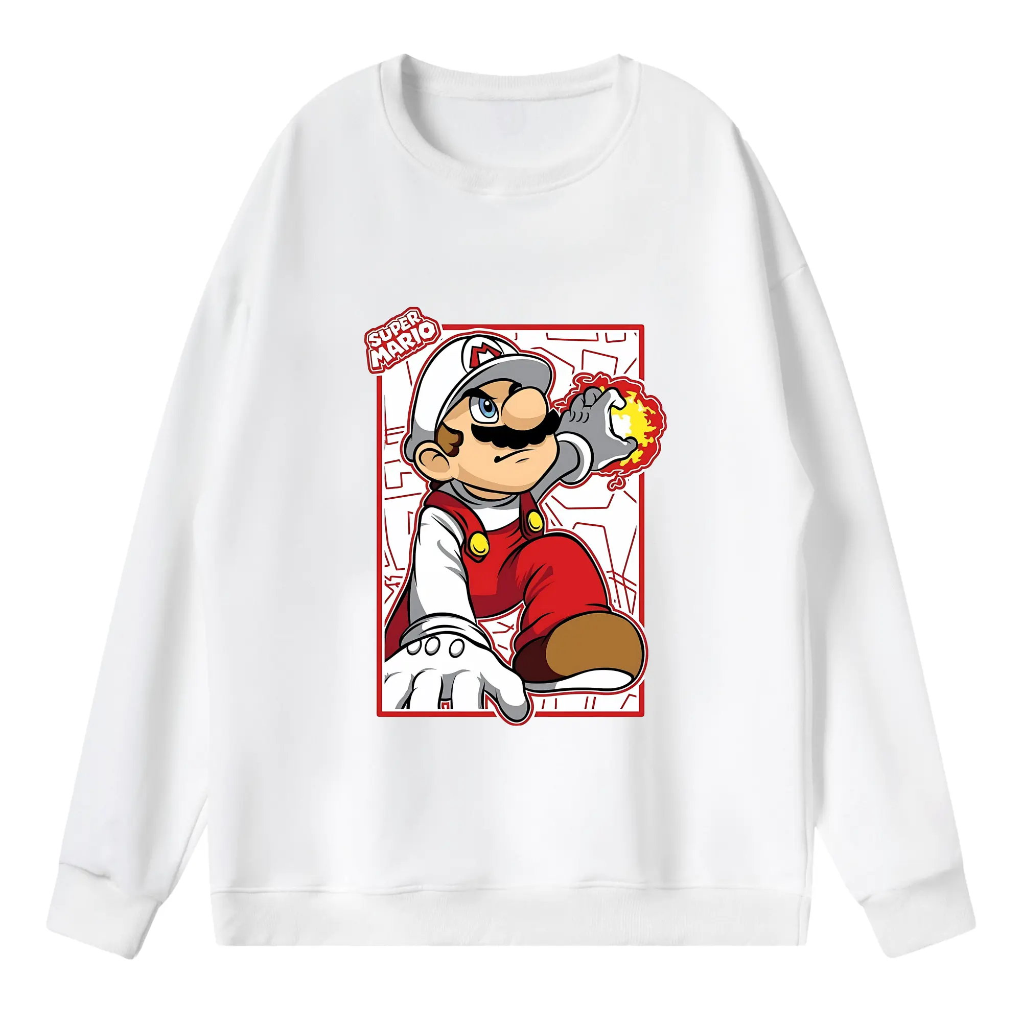 マリオ グッズ マリオ - 薄手 クルーネック スウェット 裏毛260g · ポリエステル 春秋向け カジュアル 男女兼用 · トレーナー デイリー スポーツ 散歩に最適