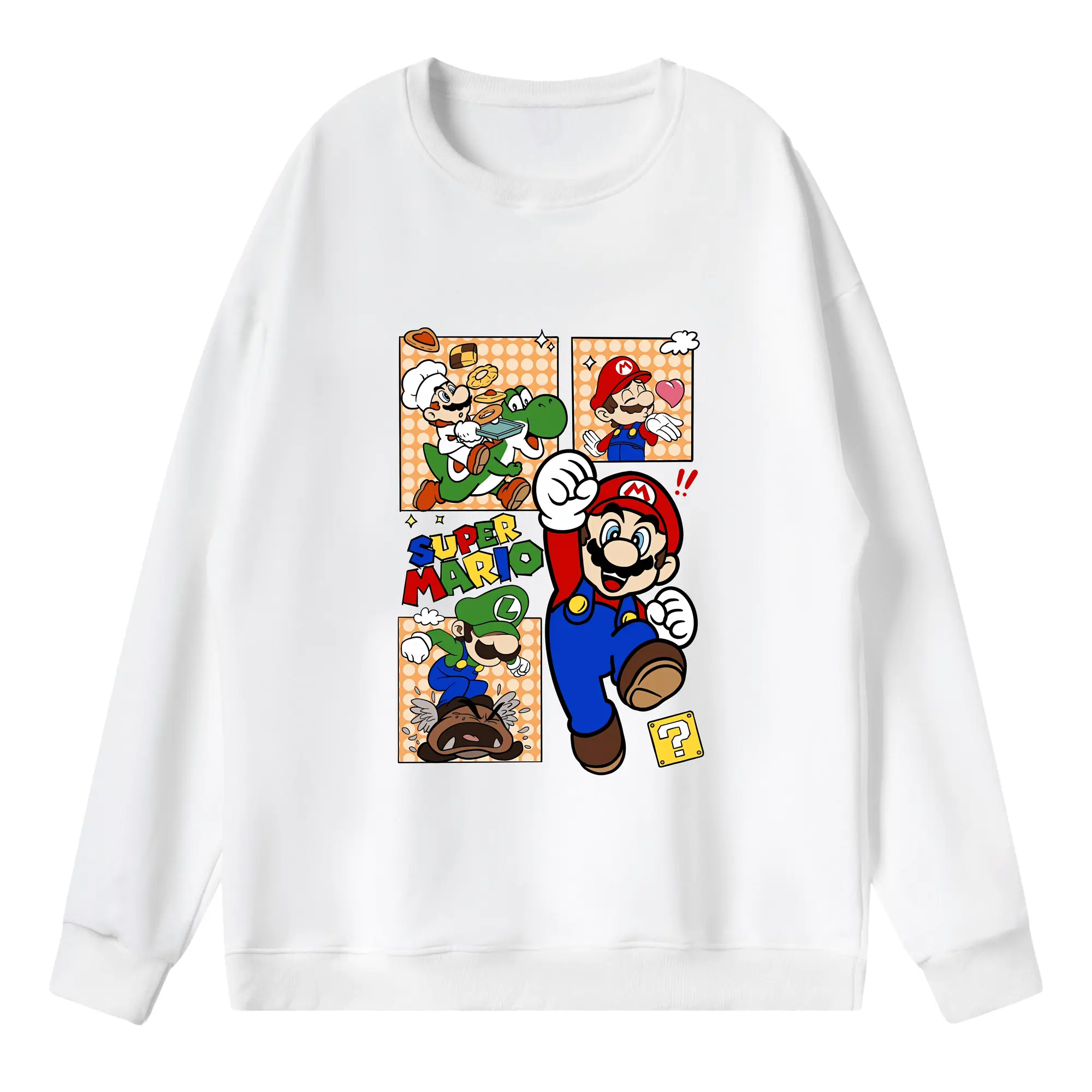 マリオ グッズ マリオ - 薄手 クルーネック スウェット 裏毛260g · ポリエステル 春秋向け カジュアル 男女兼用 · トレーナー デイリー スポーツ 散歩に最適