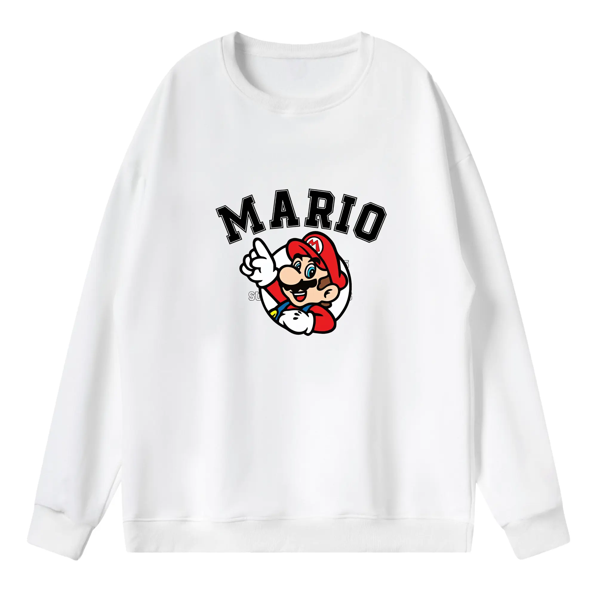 マリオ グッズ マリオ - 薄手 クルーネック スウェット 裏毛260g · ポリエステル 春秋向け カジュアル 男女兼用 · トレーナー デイリー スポーツ 散歩に最適