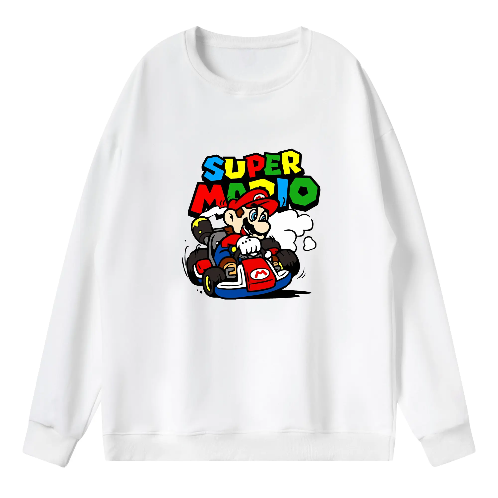 マリオ グッズ マリオ - 薄手 クルーネック スウェット 裏毛260g · ポリエステル 春秋向け カジュアル 男女兼用 · トレーナー デイリー スポーツ 散歩に最適