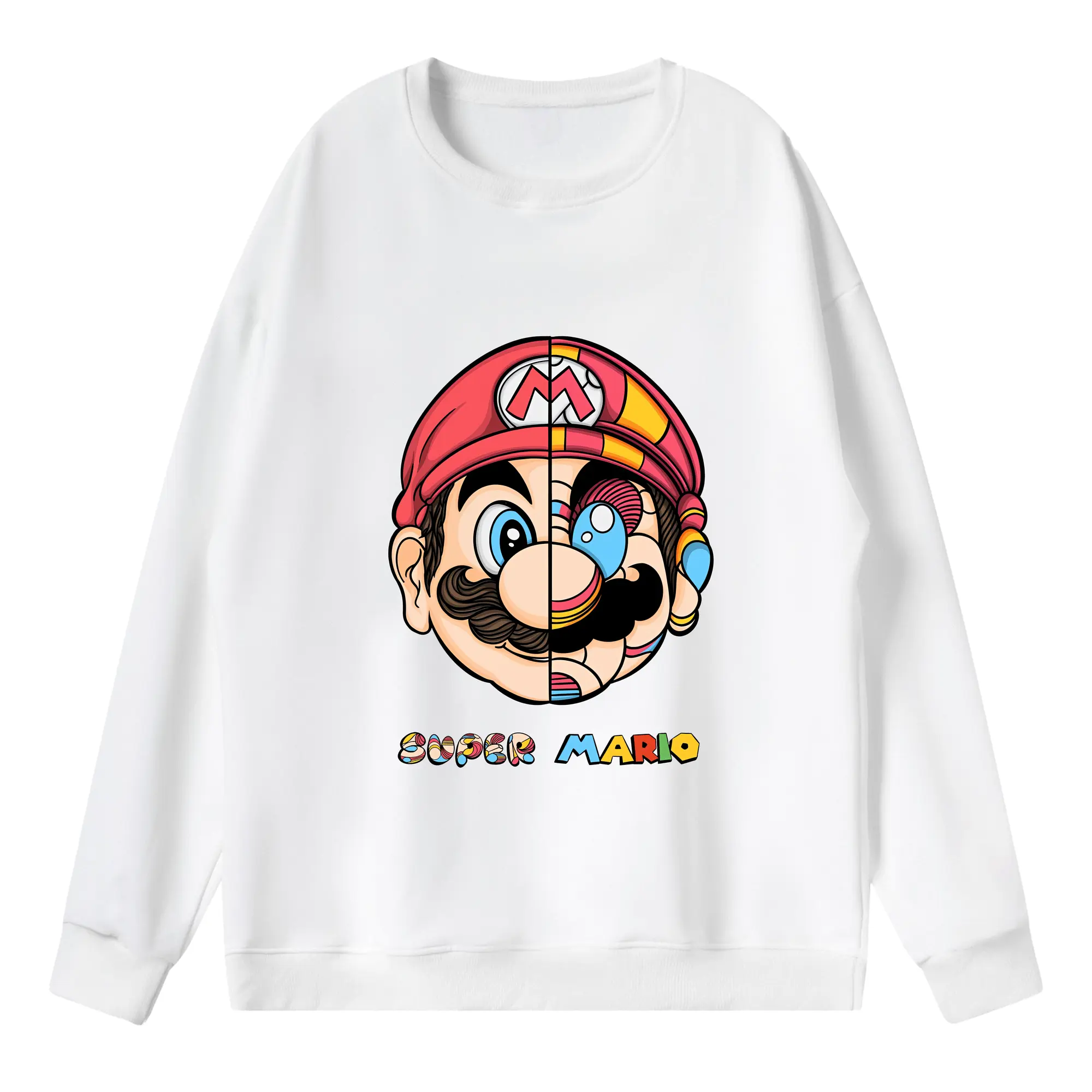 マリオ グッズ マリオ - 薄手 クルーネック スウェット 裏毛260g · ポリエステル 春秋向け カジュアル 男女兼用 · トレーナー デイリー スポーツ 散歩に最適