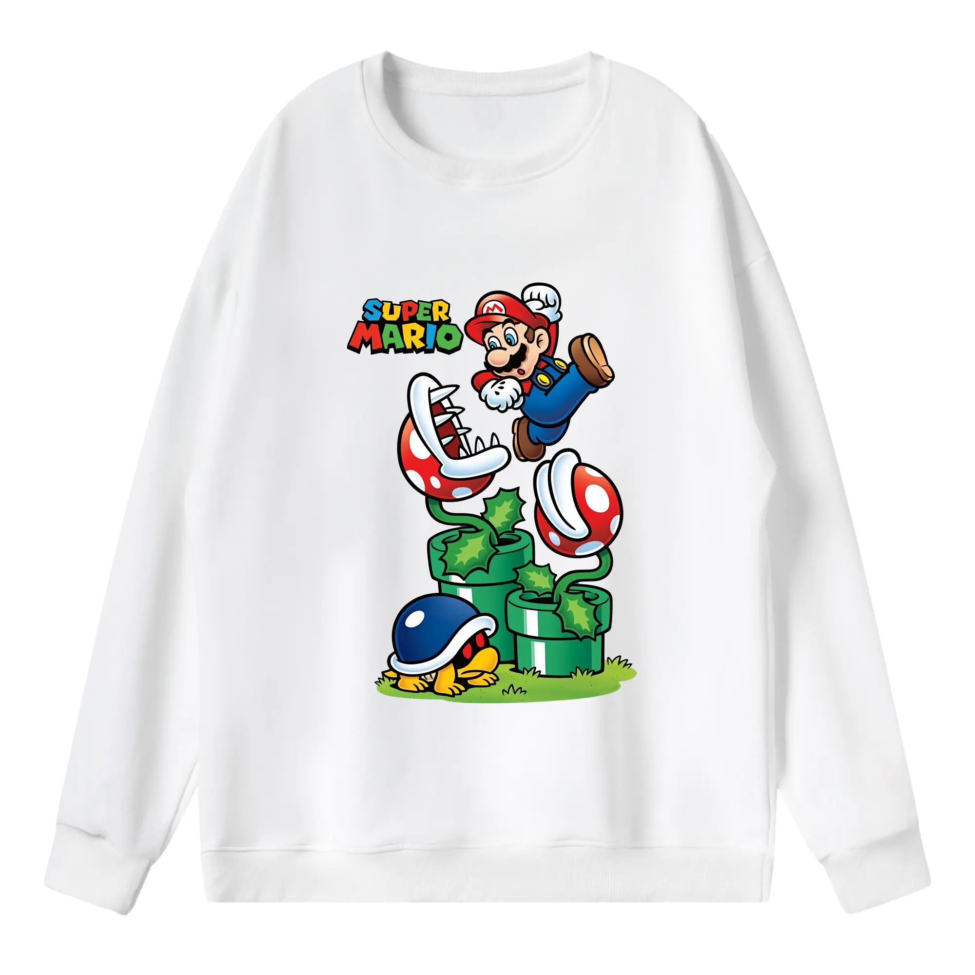 マリオ グッズ マリオ - 薄手 クルーネック スウェット 裏毛260g · ポリエステル 春秋向け カジュアル 男女兼用 · トレーナー デイリー スポーツ 散歩に最適