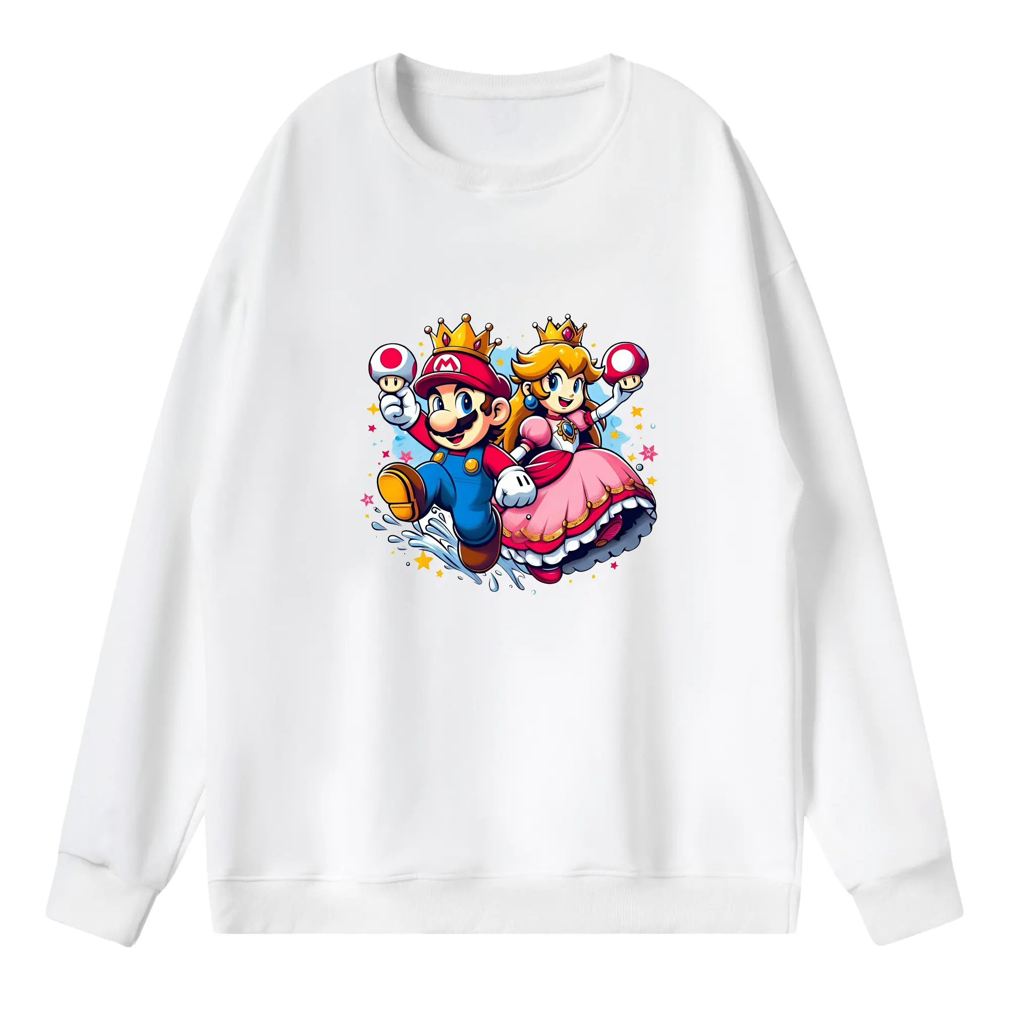 マリオ グッズ マリオ - 薄手 クルーネック スウェット 裏毛260g · ポリエステル 春秋向け カジュアル 男女兼用 · トレーナー デイリー スポーツ 散歩に最適