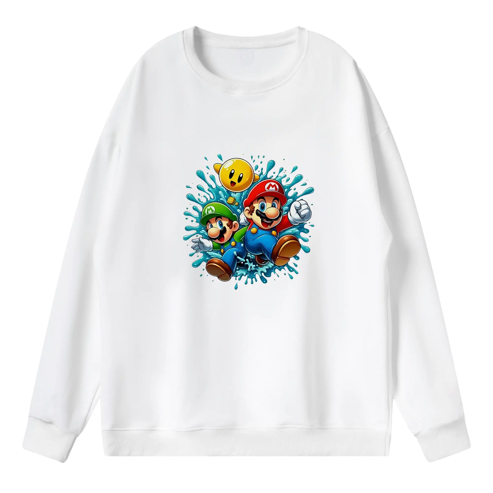 マリオ グッズ マリオ - 薄手 クルーネック スウェット 裏毛260g · ポリエステル 春秋向け カジュアル 男女兼用 · トレーナー デイリー スポーツ 散歩に最適