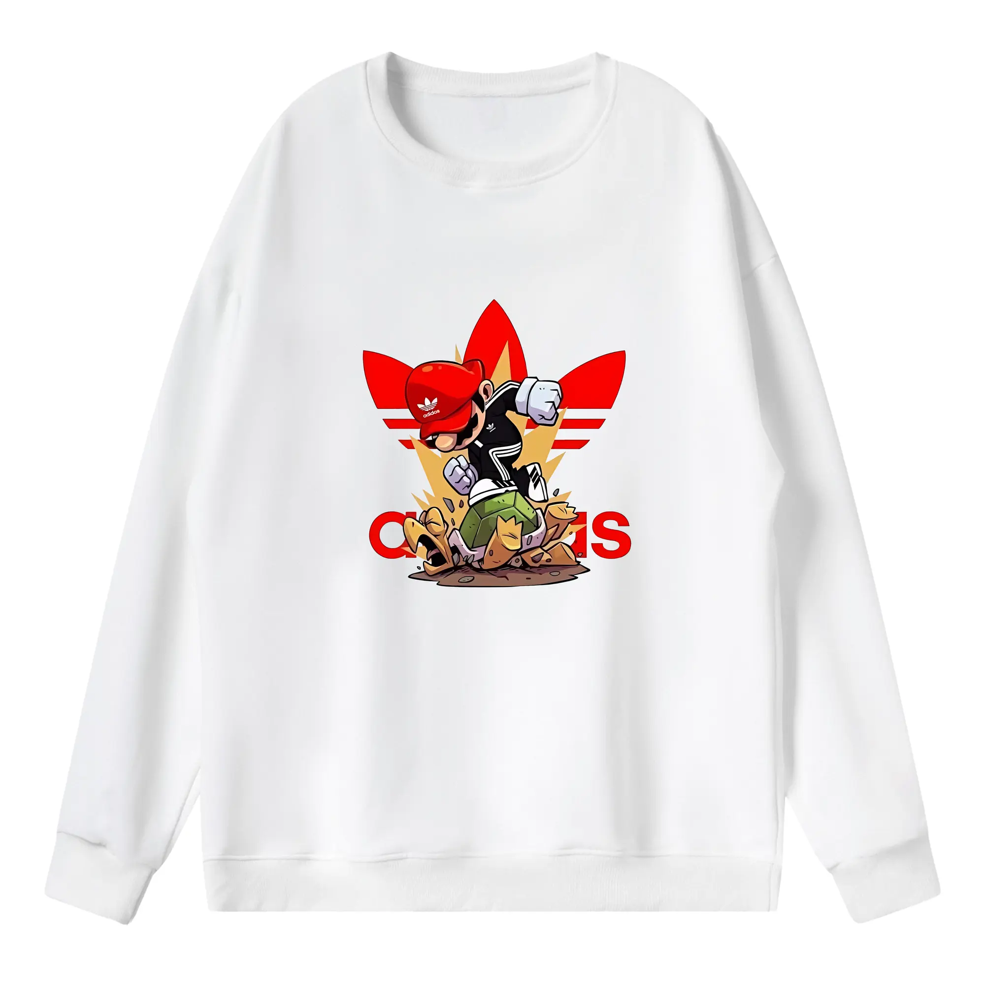 マリオ グッズ マリオ - 薄手 クルーネック スウェット 裏毛260g · ポリエステル 春秋向け カジュアル 男女兼用 · トレーナー デイリー スポーツ 散歩に最適