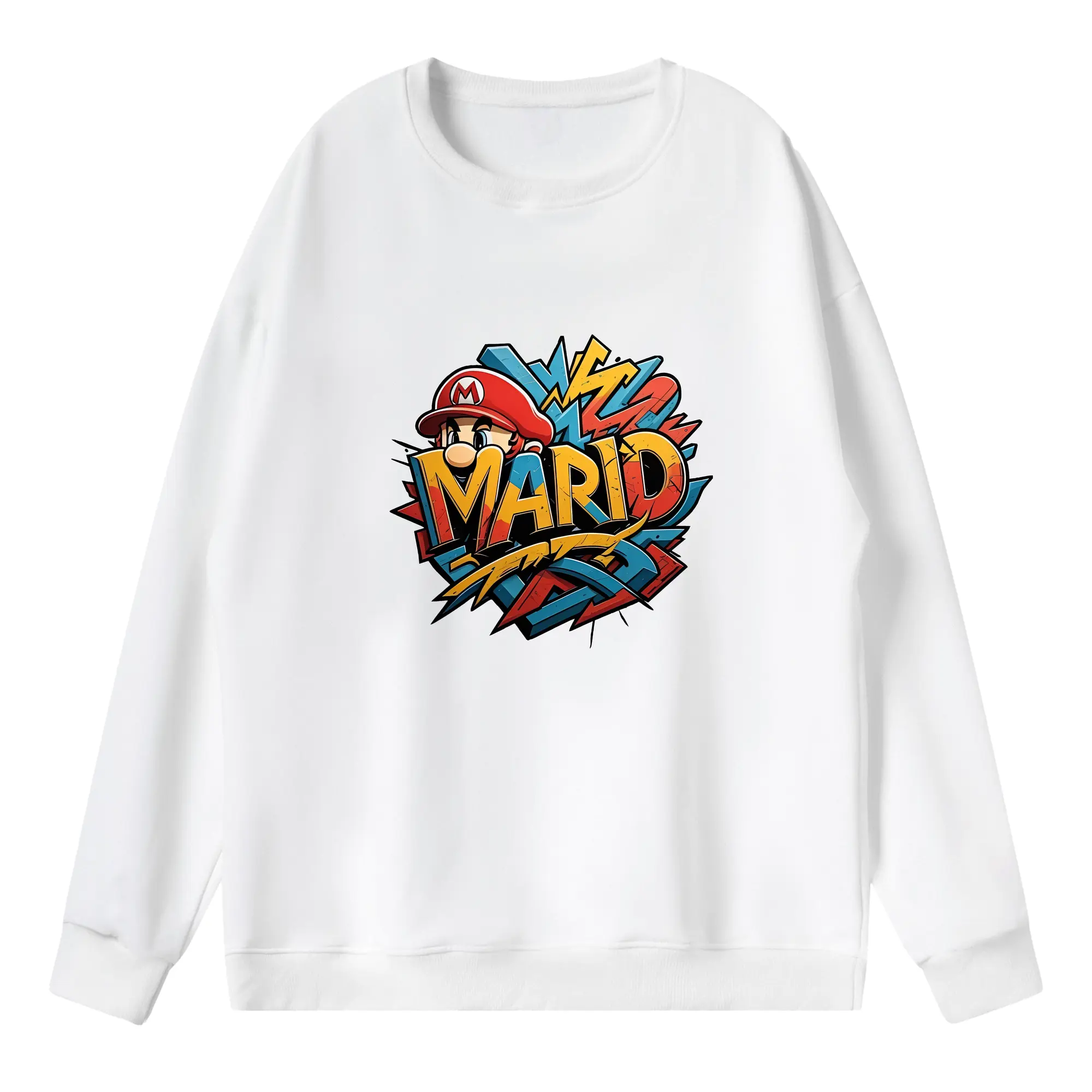 マリオ グッズ マリオ - 薄手 クルーネック スウェット 裏毛260g · ポリエステル 春秋向け カジュアル 男女兼用 · トレーナー デイリー スポーツ 散歩に最適