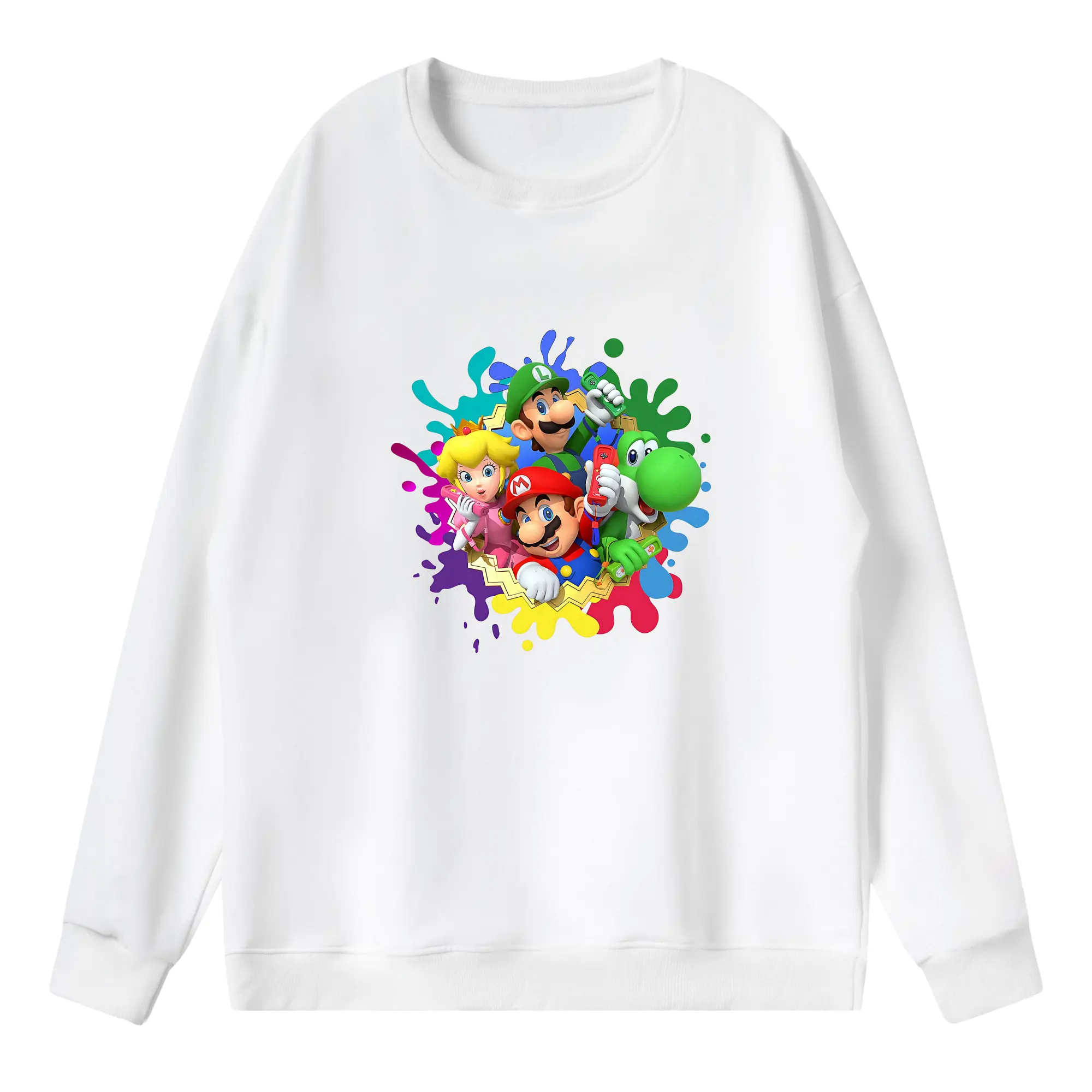 マリオ グッズ マリオ - 薄手 クルーネック スウェット 裏毛260g · ポリエステル 春秋向け カジュアル 男女兼用 · トレーナー デイリー スポーツ 散歩に最適