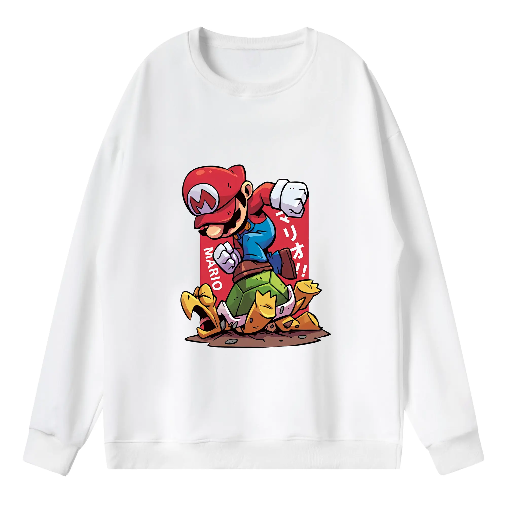 マリオ グッズ マリオ - 薄手 クルーネック スウェット 裏毛260g · ポリエステル 春秋向け カジュアル 男女兼用 · トレーナー デイリー スポーツ 散歩に最適