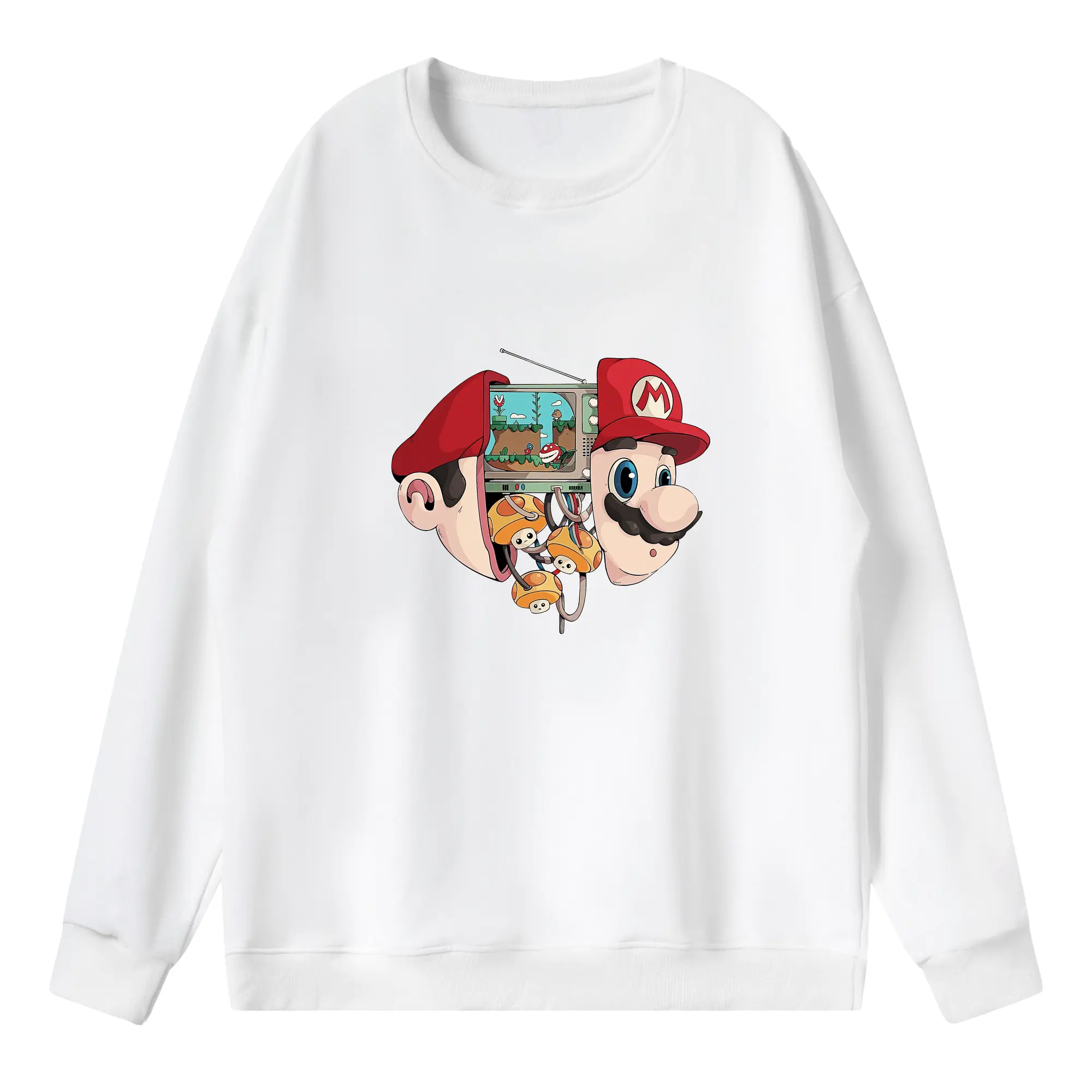 マリオ グッズ マリオ - 薄手 クルーネック スウェット 裏毛260g · ポリエステル 春秋向け カジュアル 男女兼用 · トレーナー デイリー スポーツ 散歩に最適