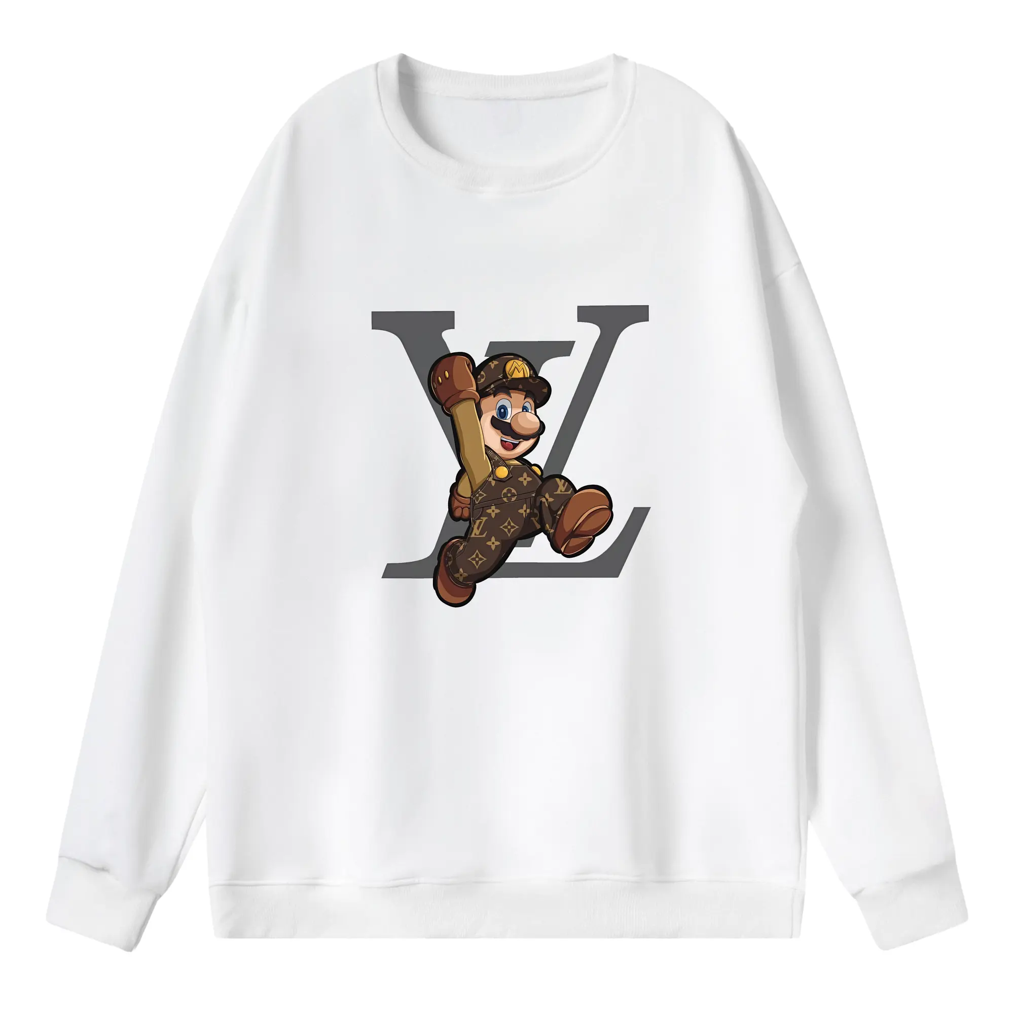 マリオ グッズ マリオ - 薄手 クルーネック スウェット 裏毛260g · ポリエステル 春秋向け カジュアル 男女兼用 · トレーナー デイリー スポーツ 散歩に最適