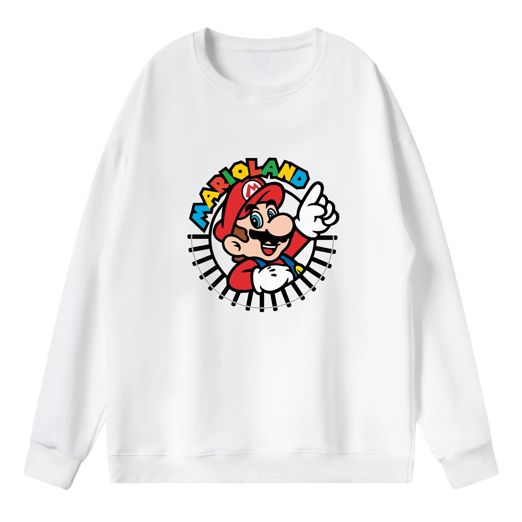 マリオ グッズ マリオ - 薄手 クルーネック スウェット 裏毛260g · ポリエステル 春秋向け カジュアル 男女兼用 · トレーナー デイリー スポーツ 散歩に最適