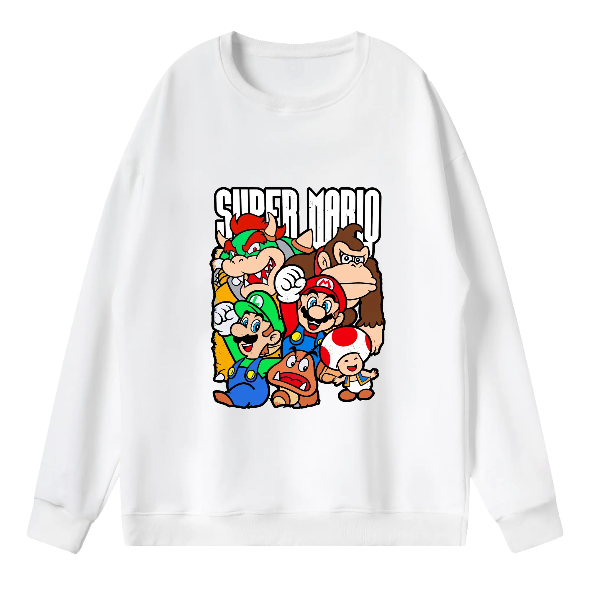 マリオ グッズ マリオ - 薄手 クルーネック スウェット 裏毛260g · ポリエステル 春秋向け カジュアル 男女兼用 · トレーナー デイリー スポーツ 散歩に最適