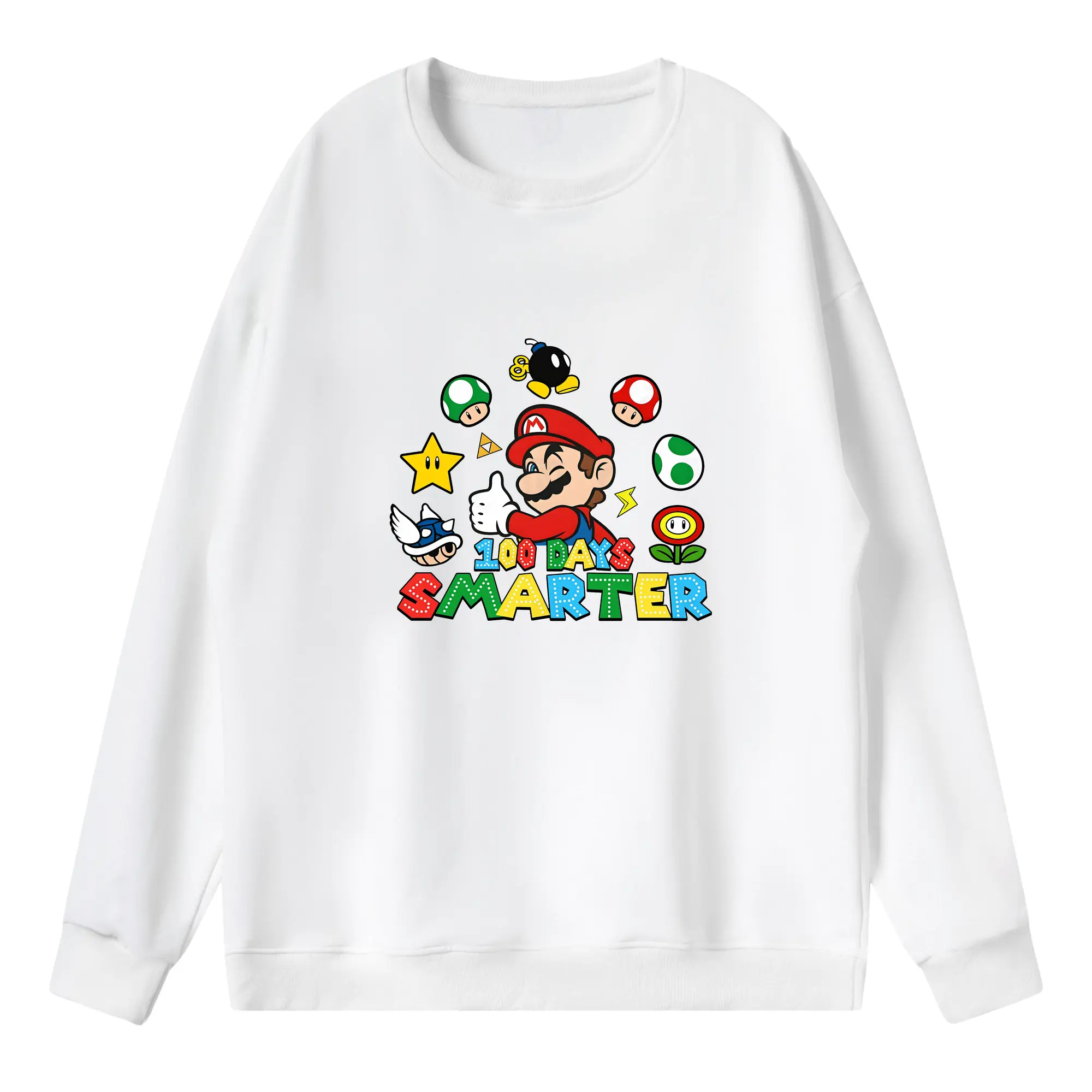 マリオ グッズ マリオ - 薄手 クルーネック スウェット 裏毛260g · ポリエステル 春秋向け カジュアル 男女兼用 · トレーナー デイリー スポーツ 散歩に最適