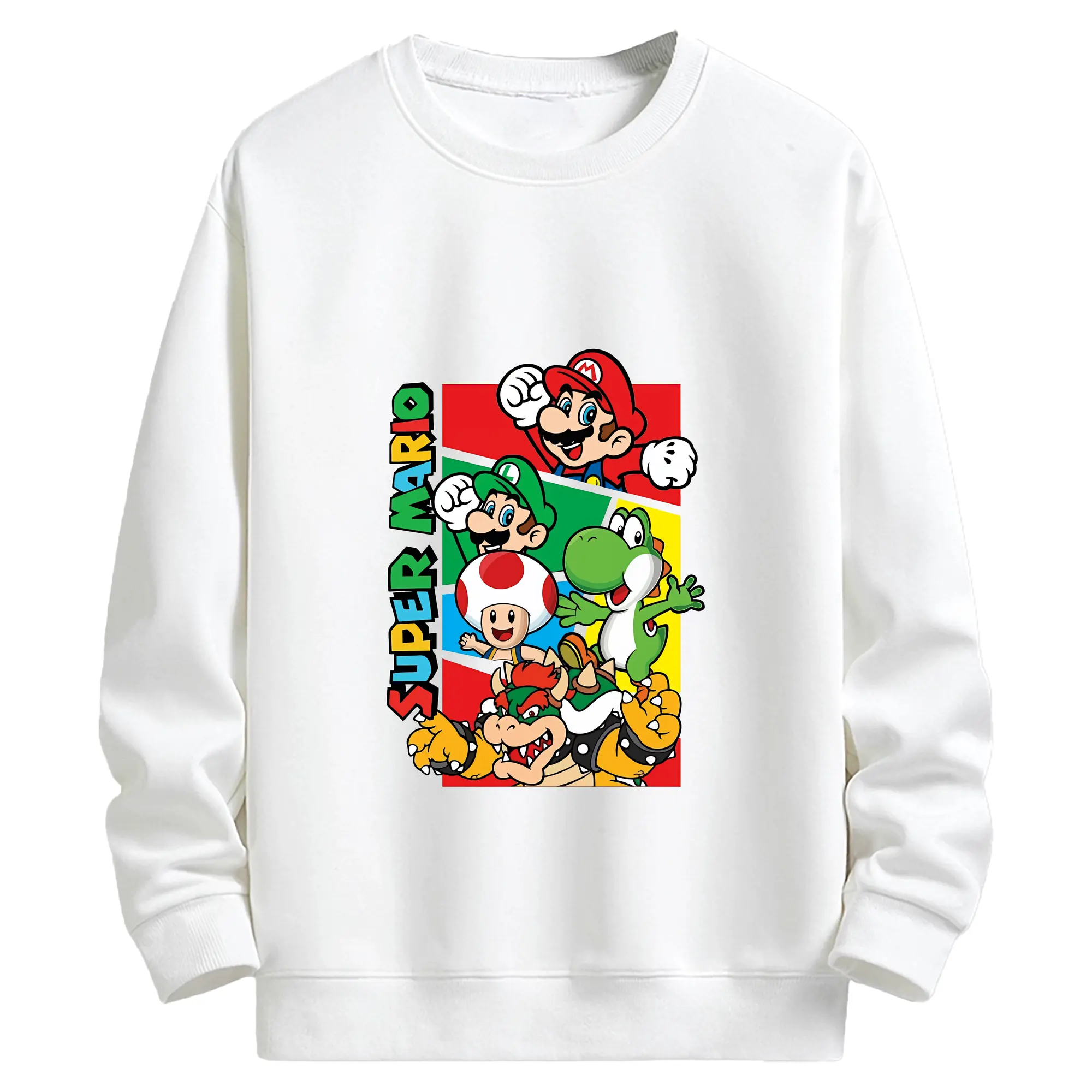 マリオ グッズ マリオ - キッズ クルーネックスウェットシャツ ・ フロントプリント ・ 綿80％ ポリエステル20％ ・ 快適 通学 スポーツ 日常使い お散歩用