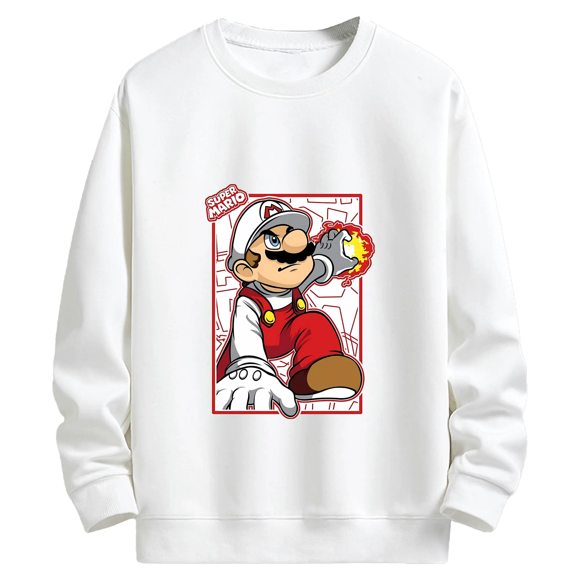マリオ グッズ マリオ - キッズ クルーネックスウェットシャツ ・ フロントプリント ・ 綿80％ ポリエステル20％ ・ 快適 通学 スポーツ 日常使い お散歩用
