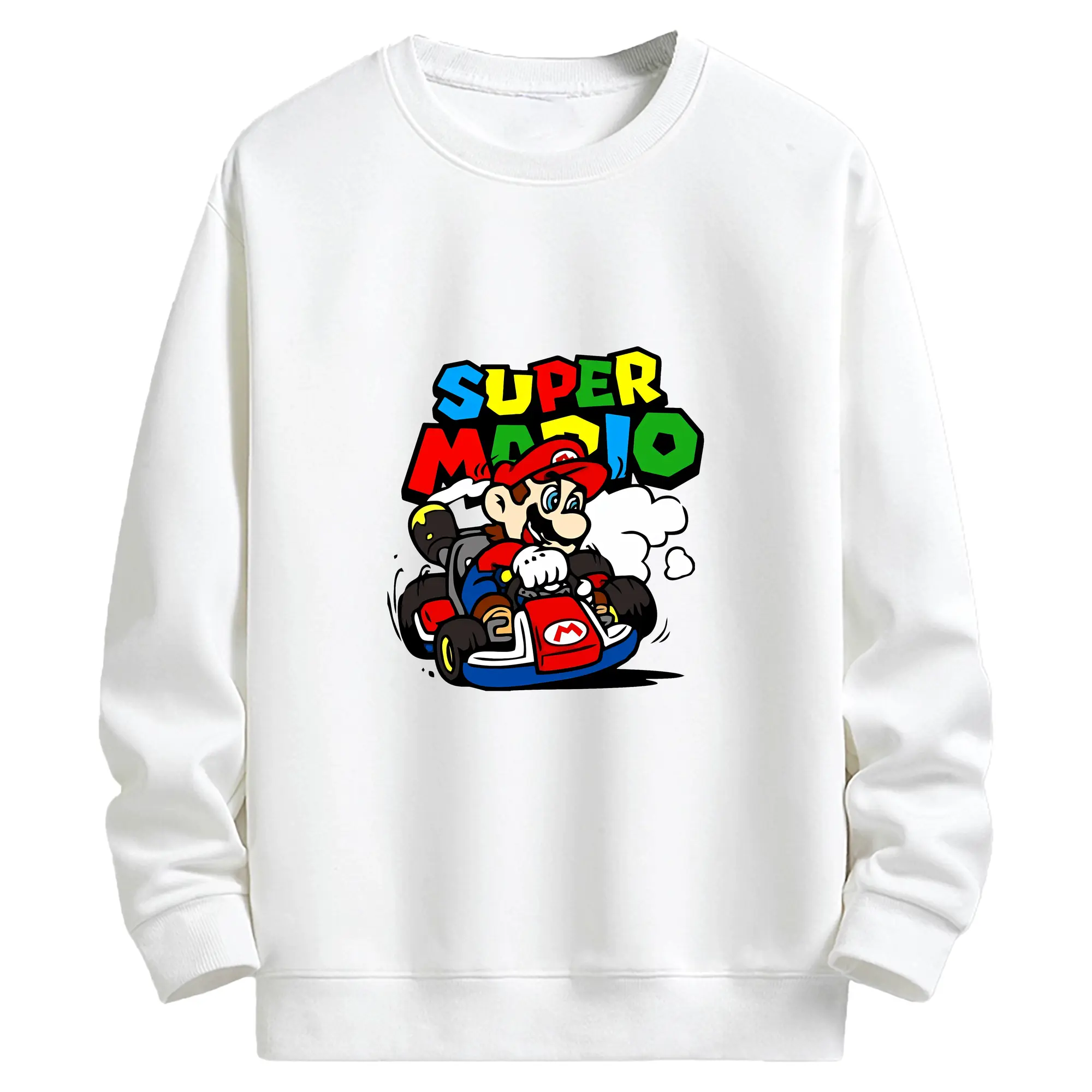 マリオ グッズ マリオ - キッズ クルーネックスウェットシャツ ・ フロントプリント ・ 綿80％ ポリエステル20％ ・ 快適 通学 スポーツ 日常使い お散歩用