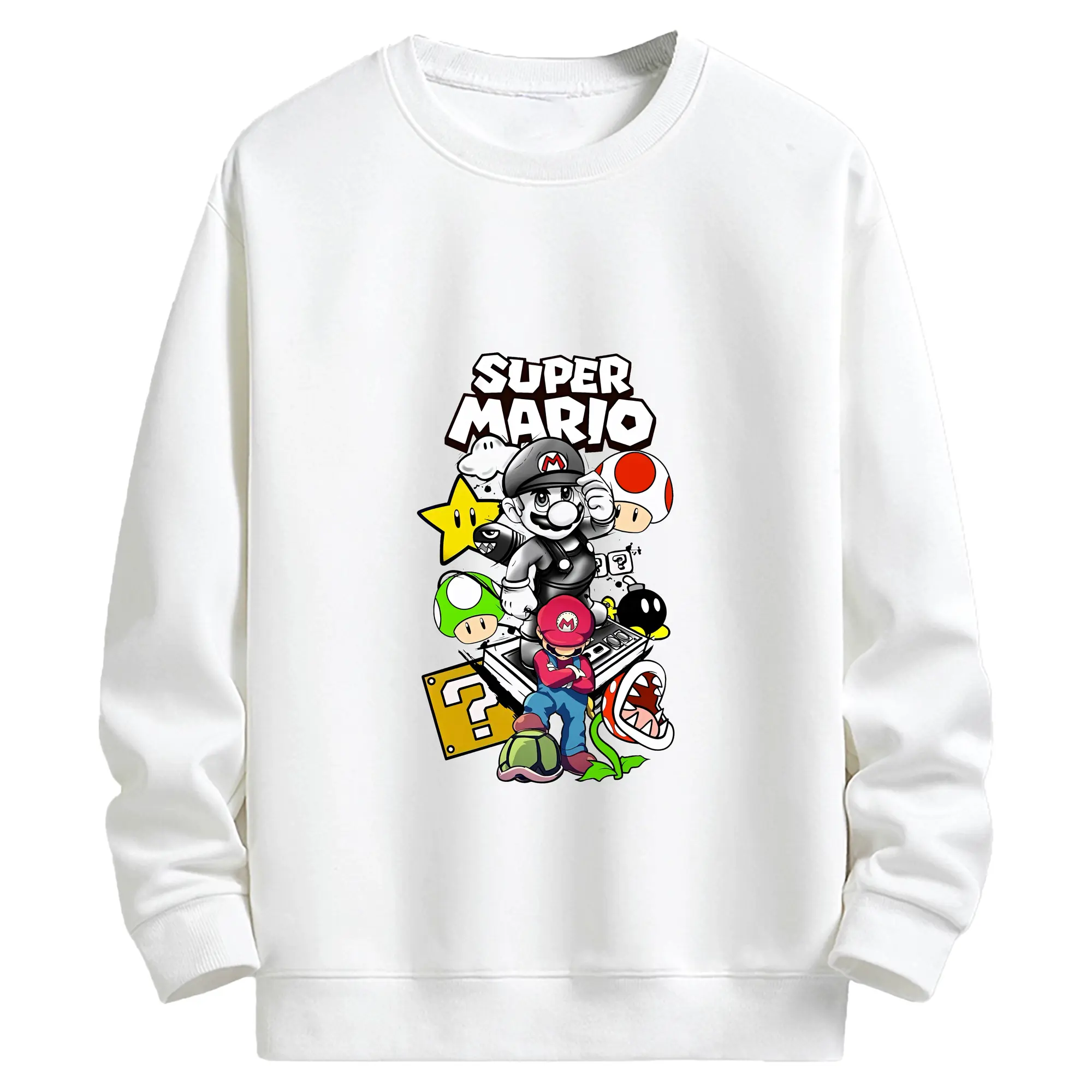 マリオ グッズ マリオ - キッズ クルーネックスウェットシャツ ・ フロントプリント ・ 綿80％ ポリエステル20％ ・ 快適 通学 スポーツ 日常使い お散歩用